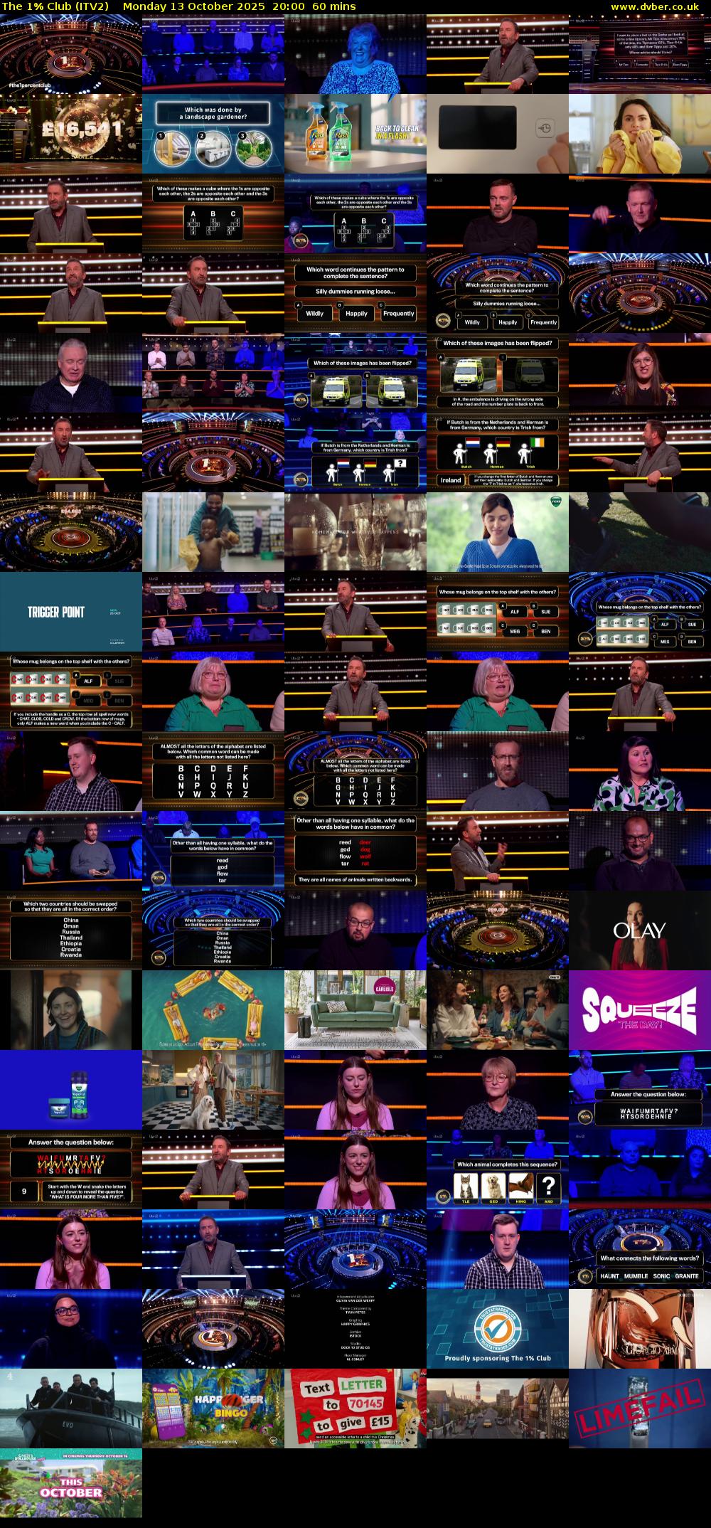 The 1% Club (ITV2) Monday 13 October 2025 20:00 - 21:00