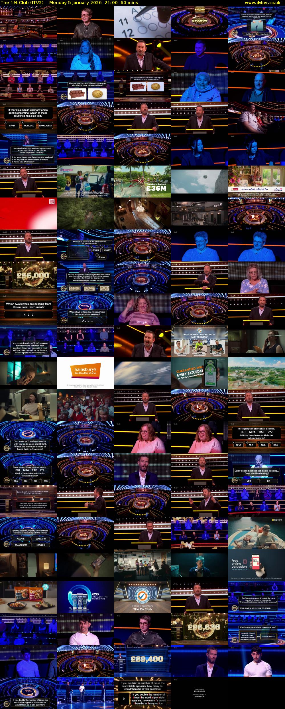 The 1% Club (ITV2) Monday 5 January 2026 21:00 - 22:00