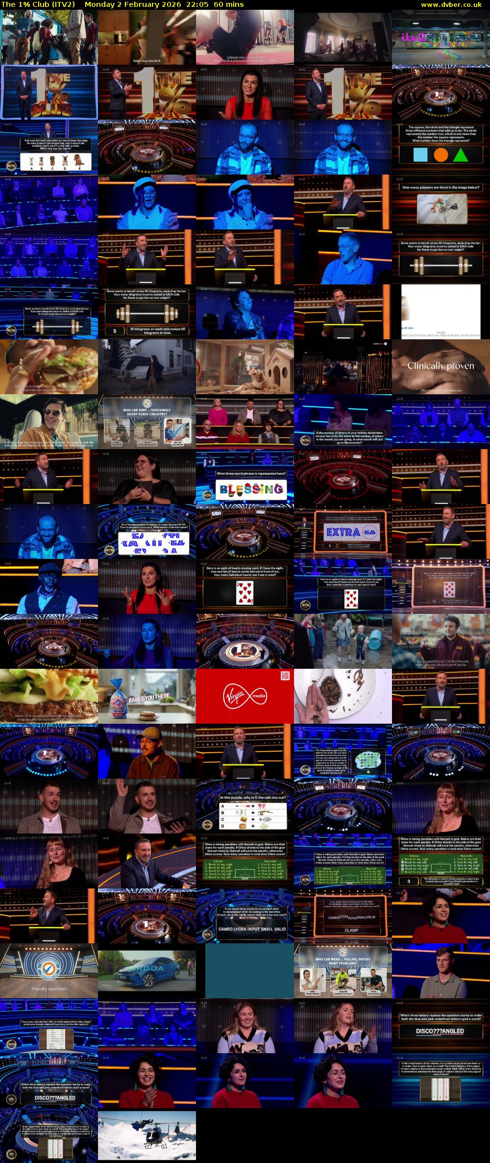 The 1% Club (ITV2) Monday 2 February 2026 22:05 - 23:05