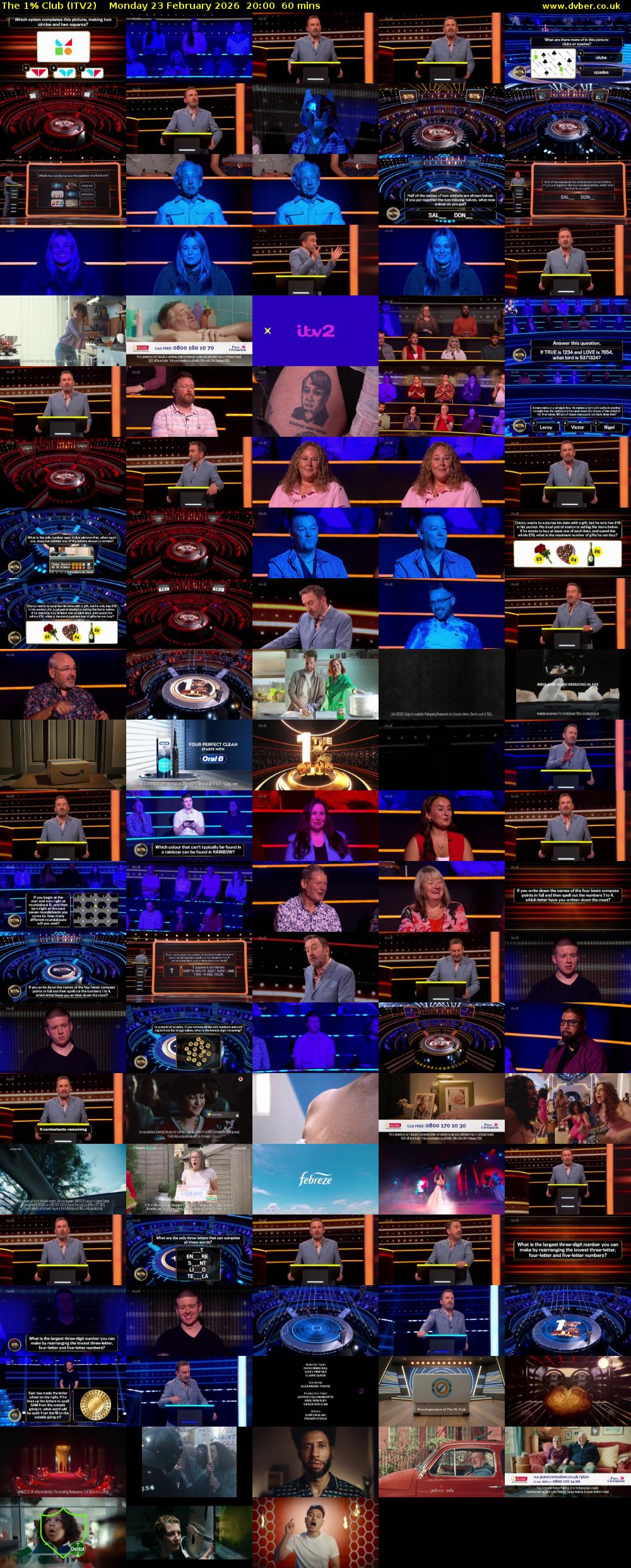 The 1% Club (ITV2) Monday 23 February 2026 20:00 - 21:00