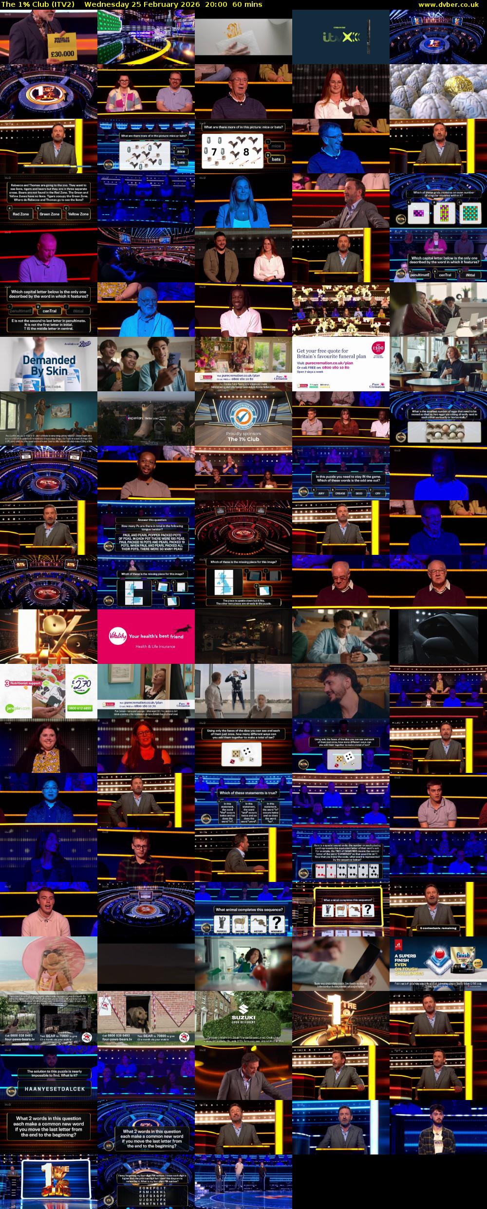 The 1% Club (ITV2) Wednesday 25 February 2026 20:00 - 21:00