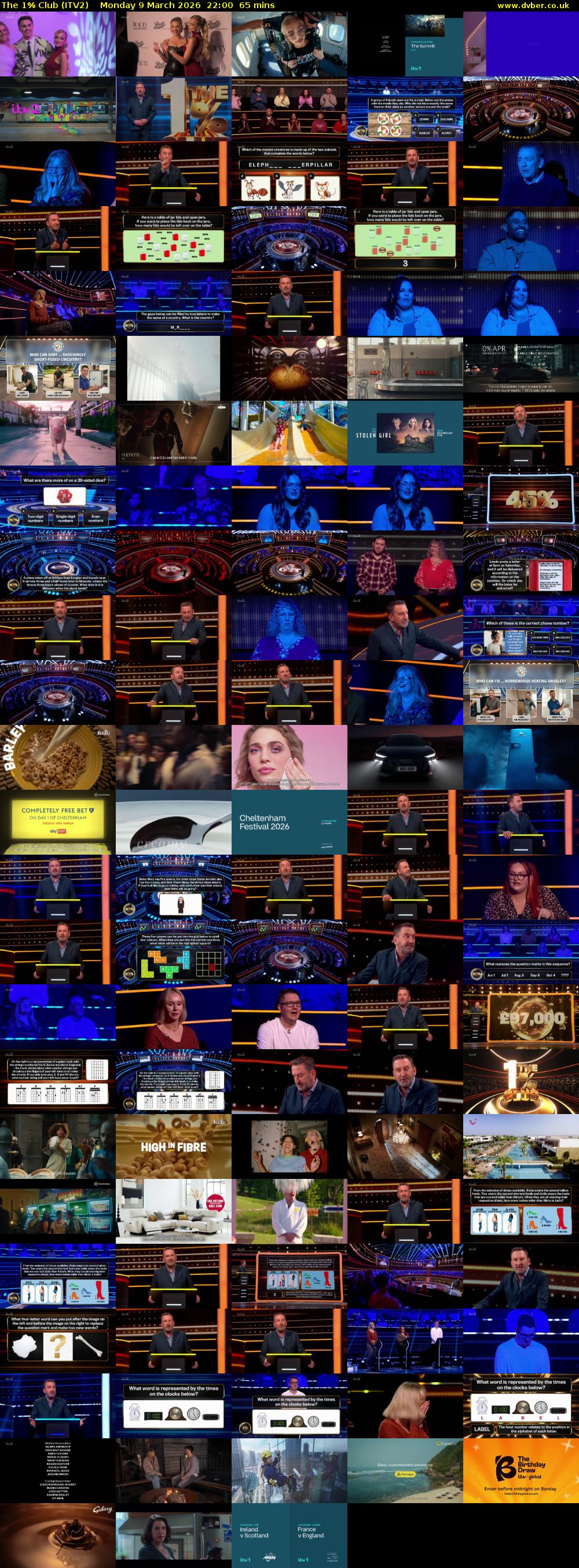 The 1% Club (ITV2) Monday 9 March 2026 22:00 - 23:05