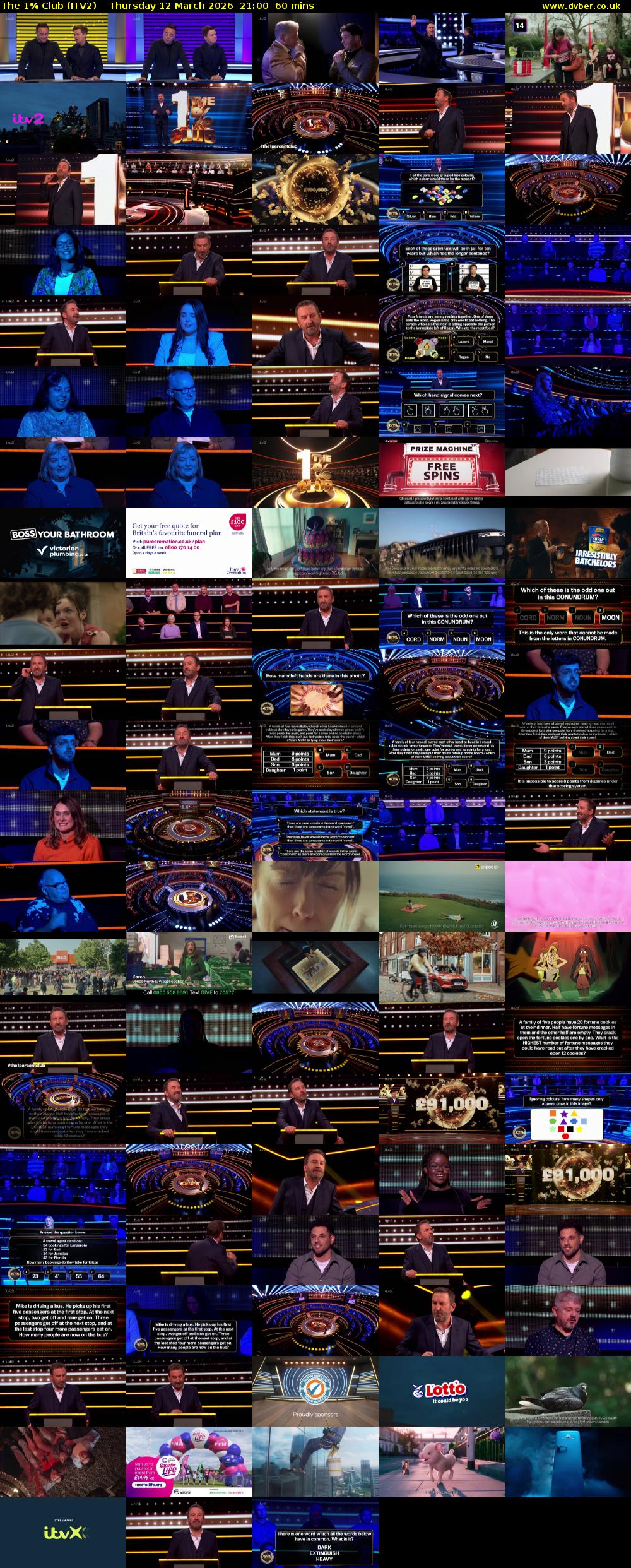 The 1% Club (ITV2) Thursday 12 March 2026 21:00 - 22:00