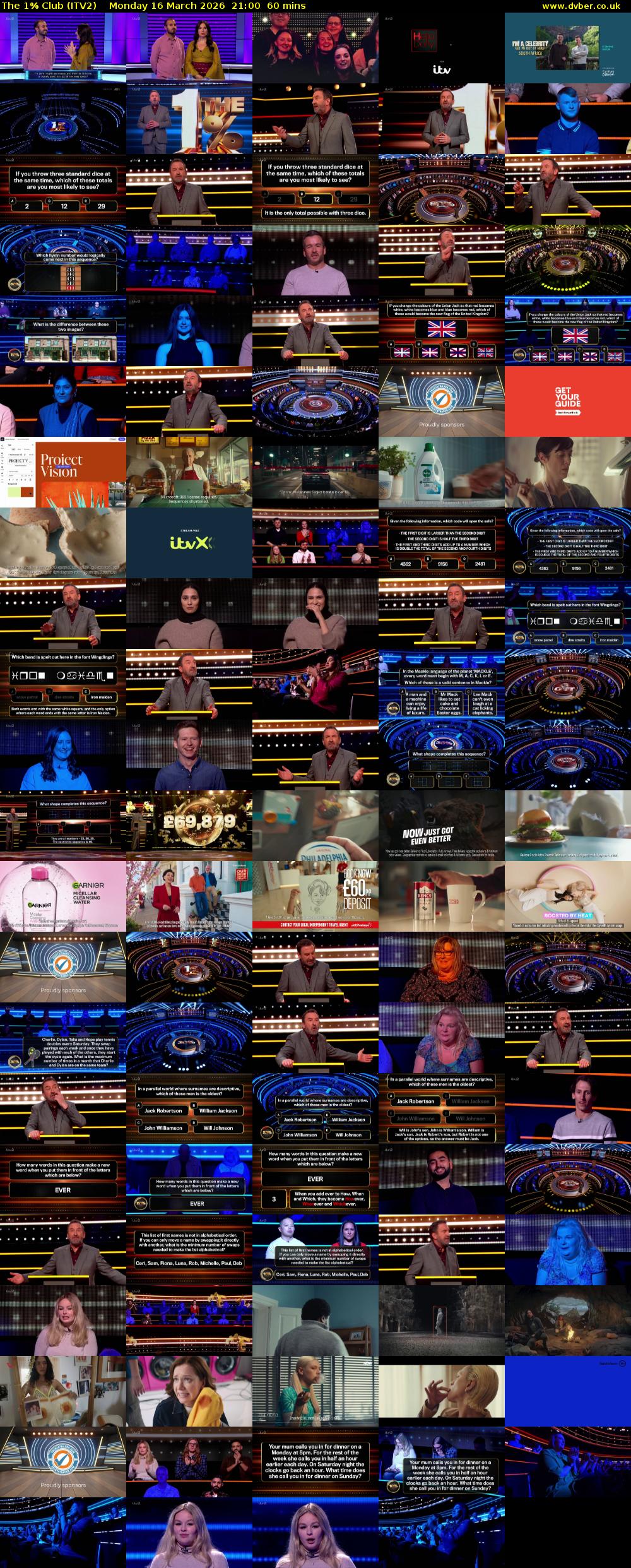 The 1% Club (ITV2) Monday 16 March 2026 21:00 - 22:00