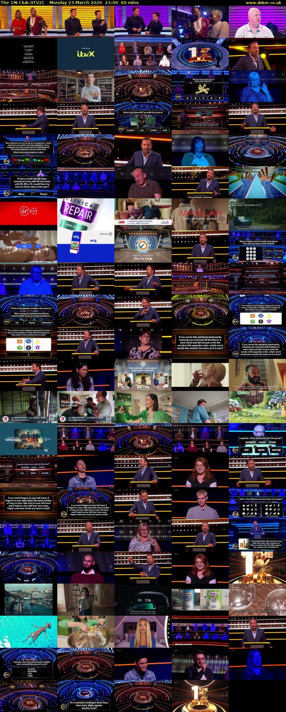 The 1% Club (ITV2) Monday 23 March 2026 21:00 - 22:00