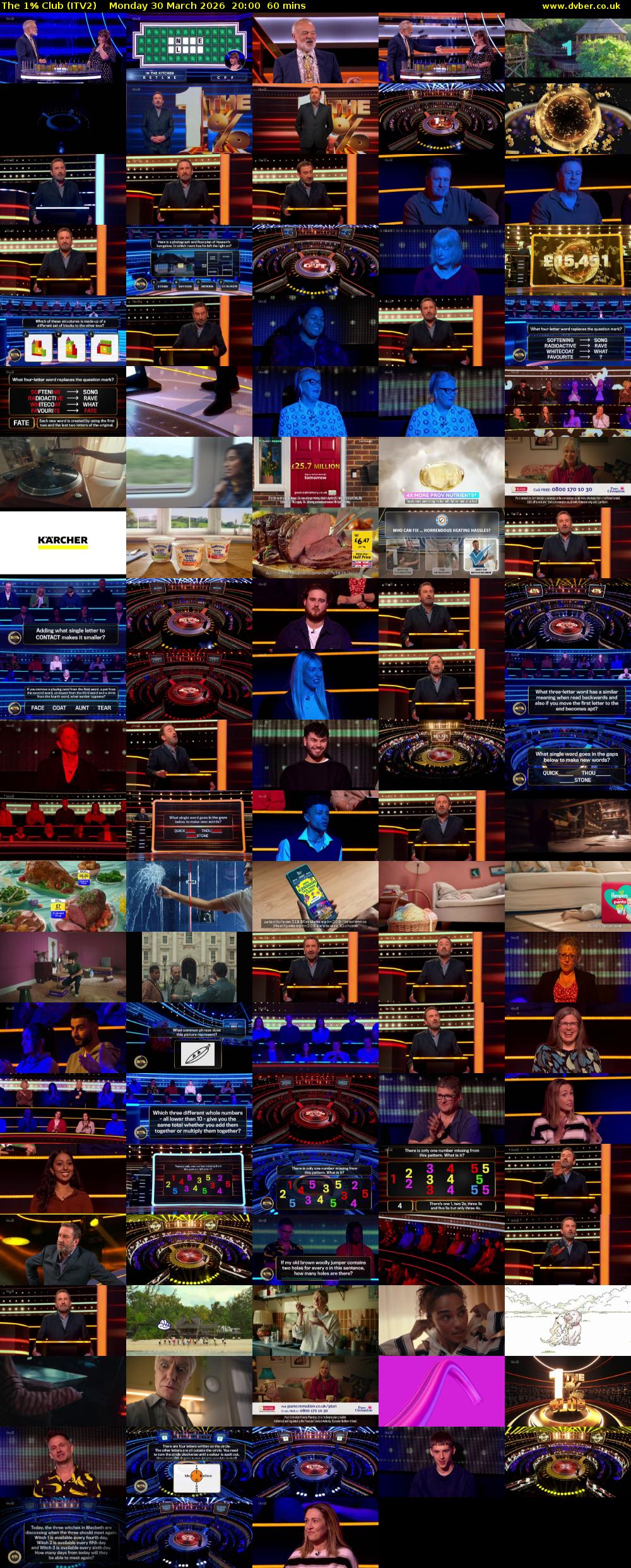 The 1% Club (ITV2) Monday 30 March 2026 20:00 - 21:00