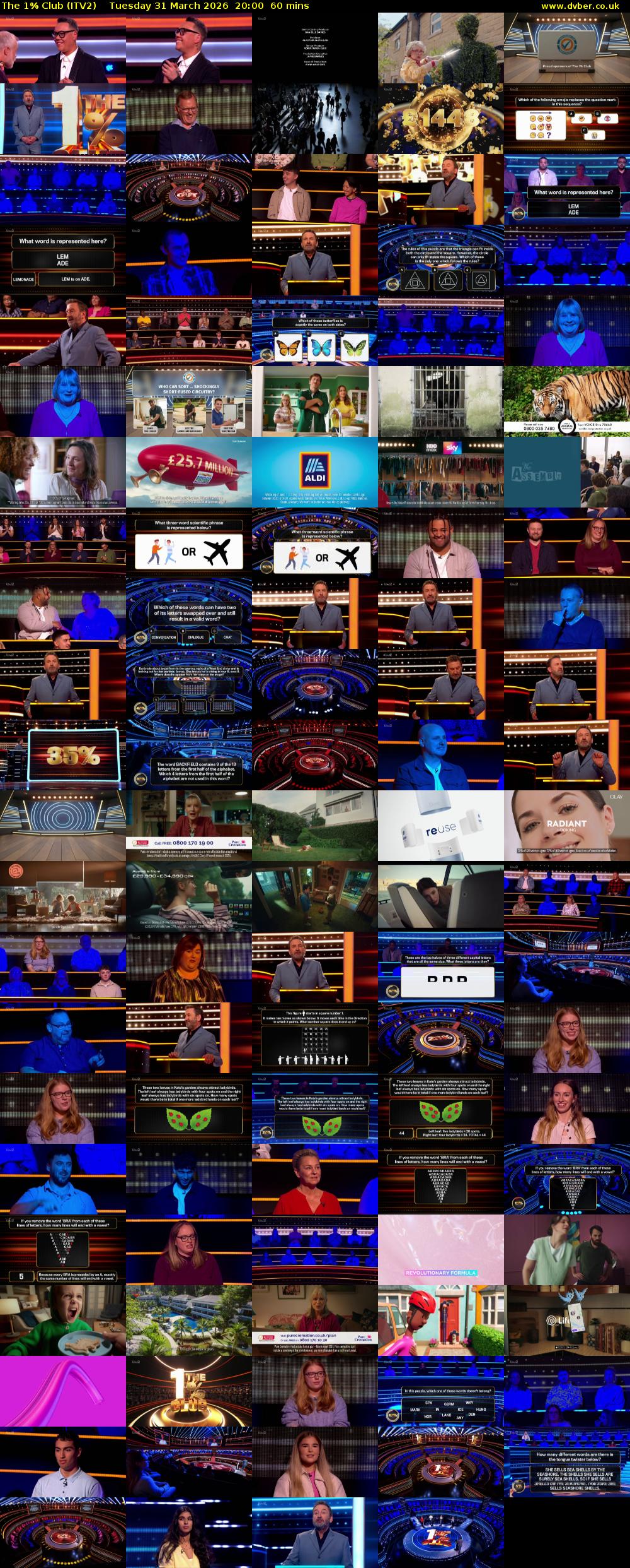 The 1% Club (ITV2) Tuesday 31 March 2026 20:00 - 21:00