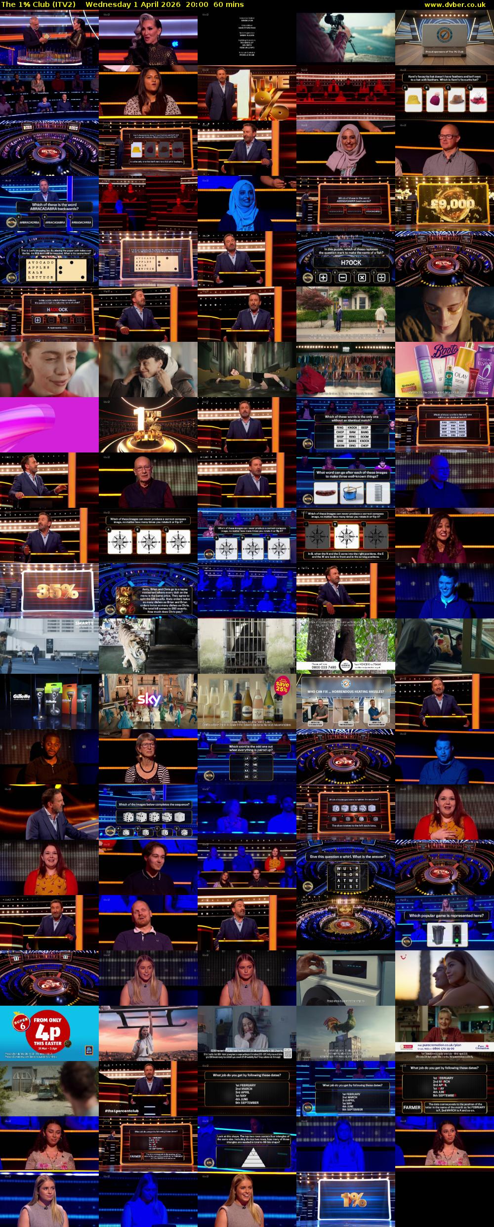 The 1% Club (ITV2) Wednesday 1 April 2026 20:00 - 21:00