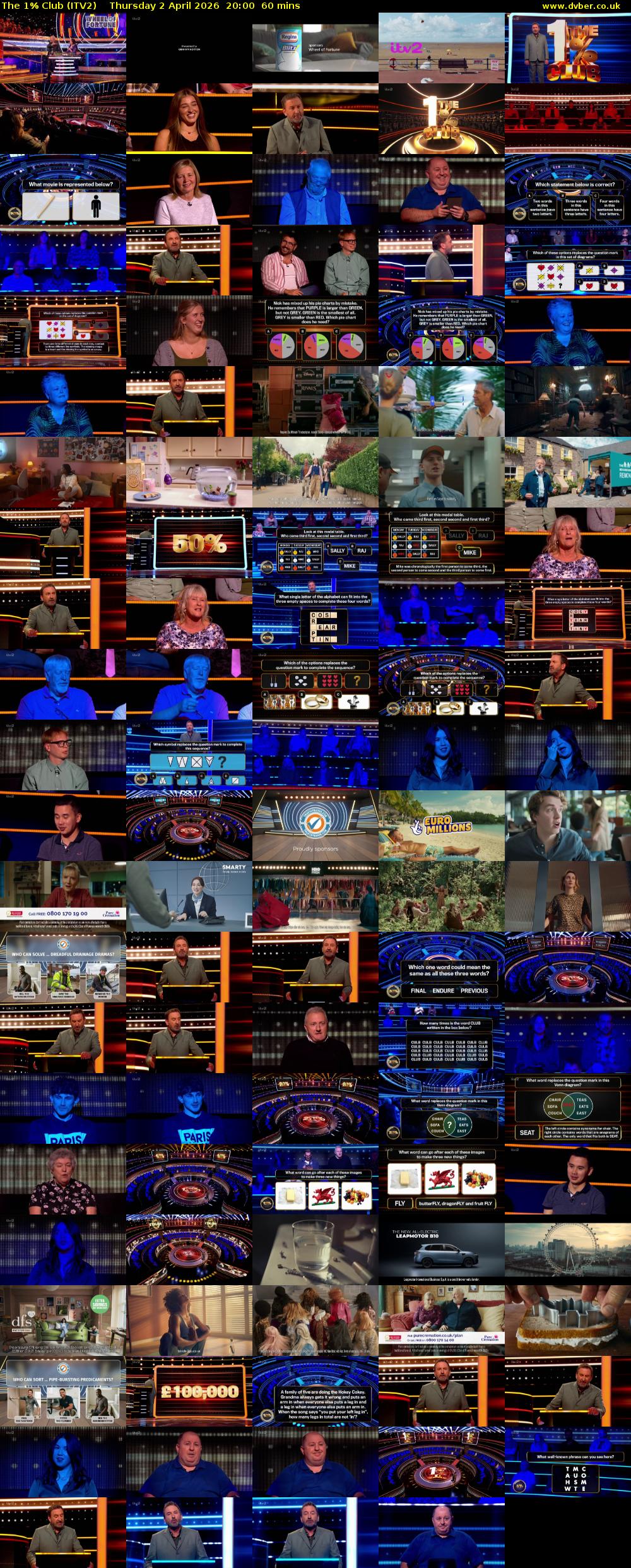 The 1% Club (ITV2) Thursday 2 April 2026 20:00 - 21:00
