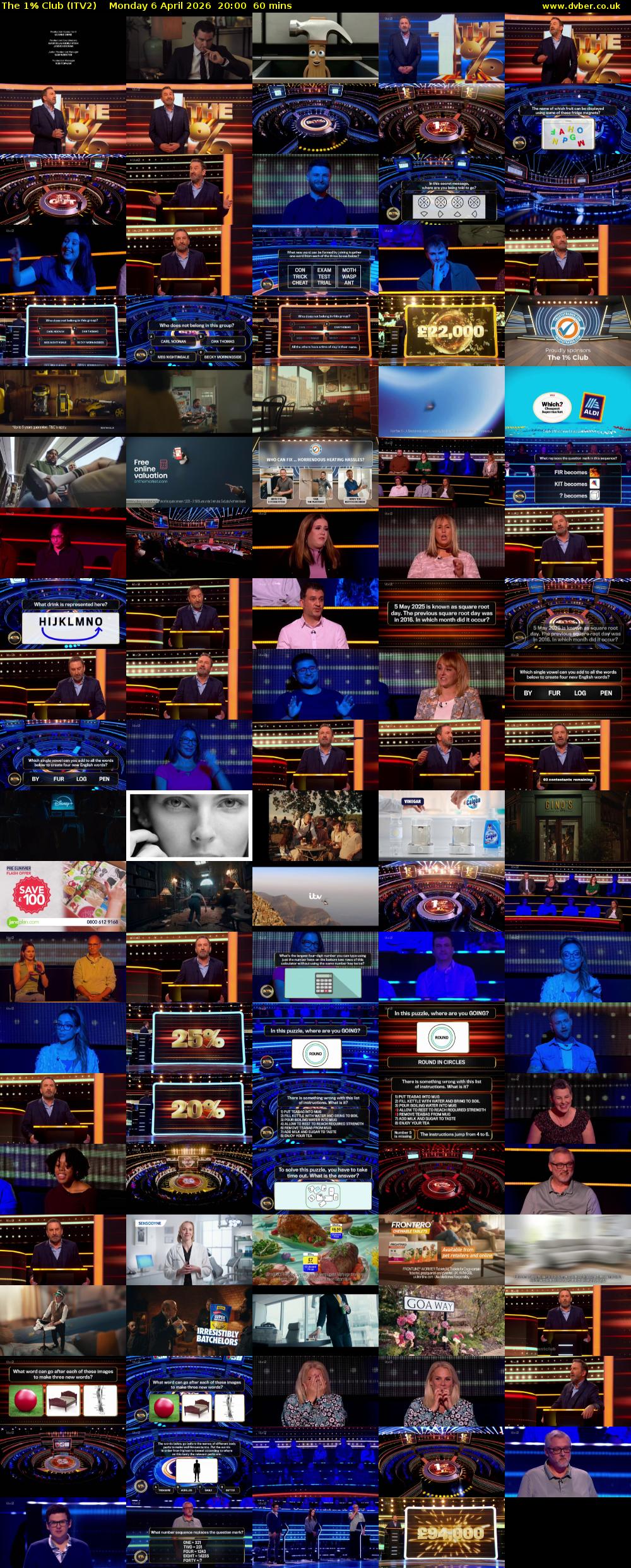 The 1% Club (ITV2) Monday 6 April 2026 20:00 - 21:00