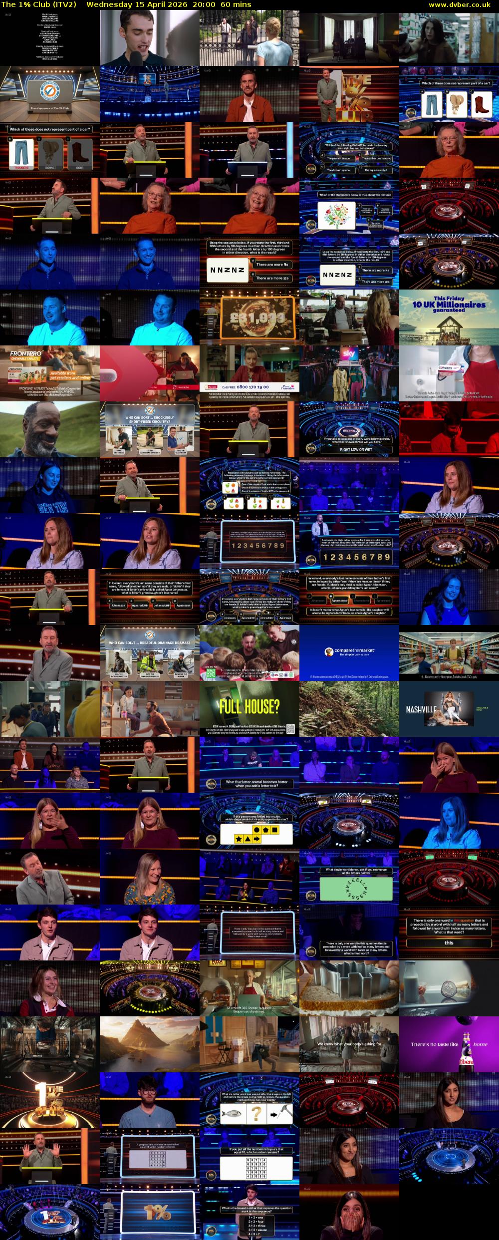 The 1% Club (ITV2) Wednesday 15 April 2026 20:00 - 21:00