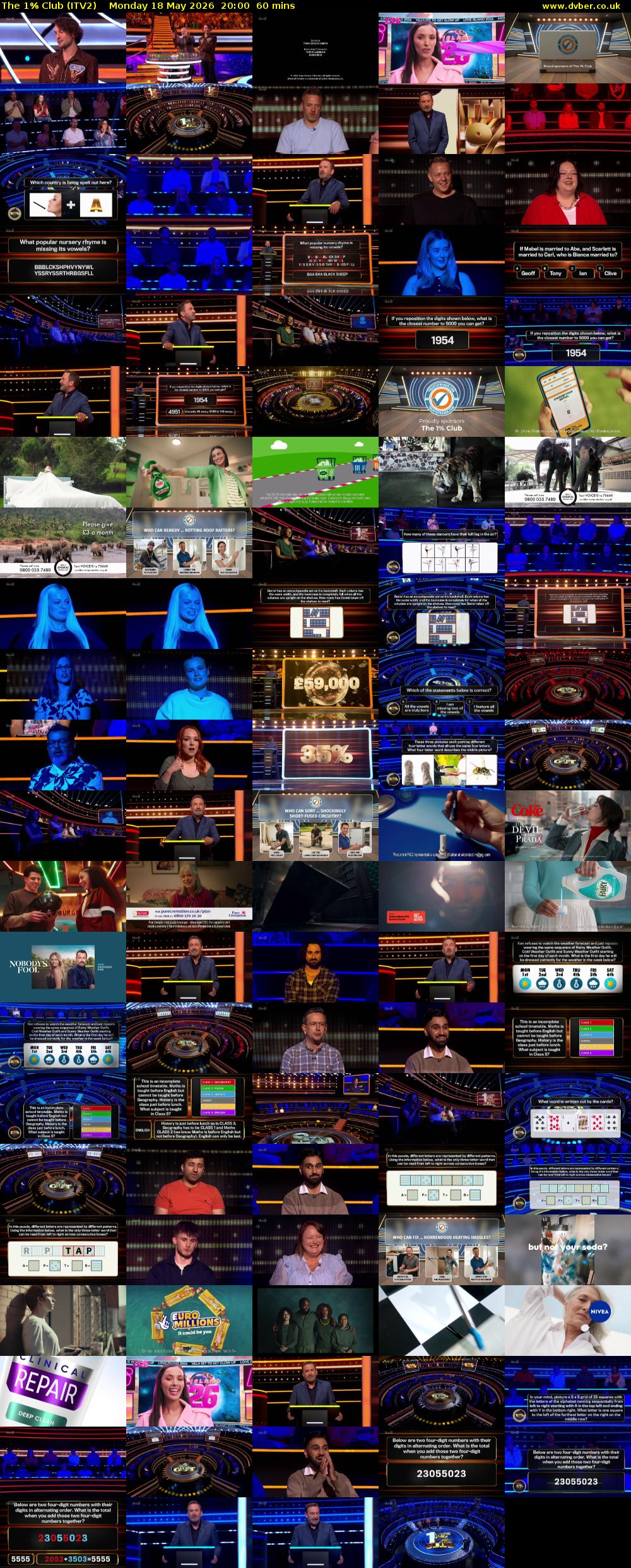 The 1% Club (ITV2) Monday 18 May 2026 20:00 - 21:00