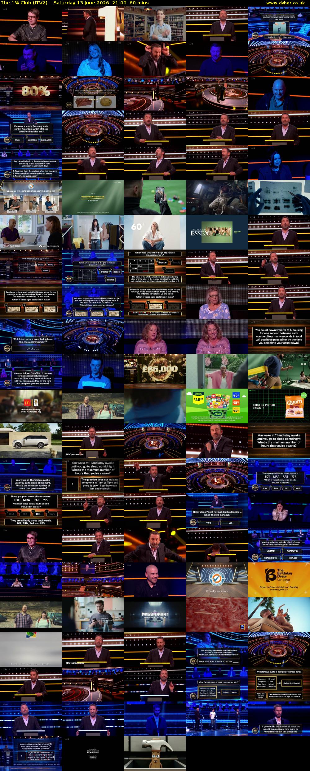 The 1% Club (ITV2) Saturday 13 June 2026 21:00 - 22:00