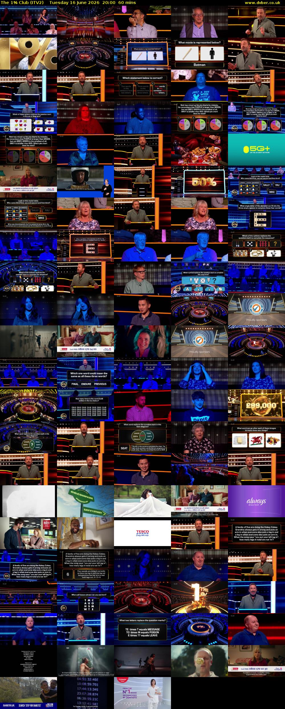 The 1% Club (ITV2) Tuesday 16 June 2026 20:00 - 21:00