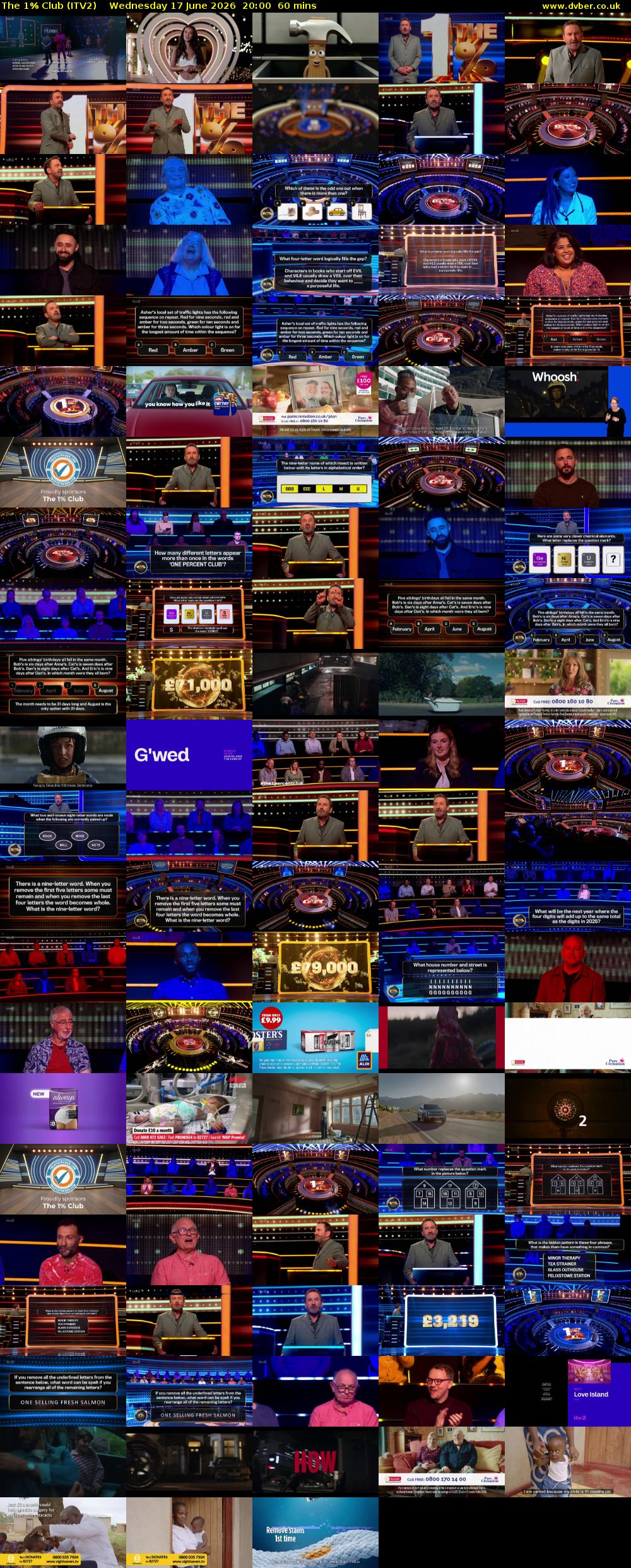 The 1% Club (ITV2) Wednesday 17 June 2026 20:00 - 21:00