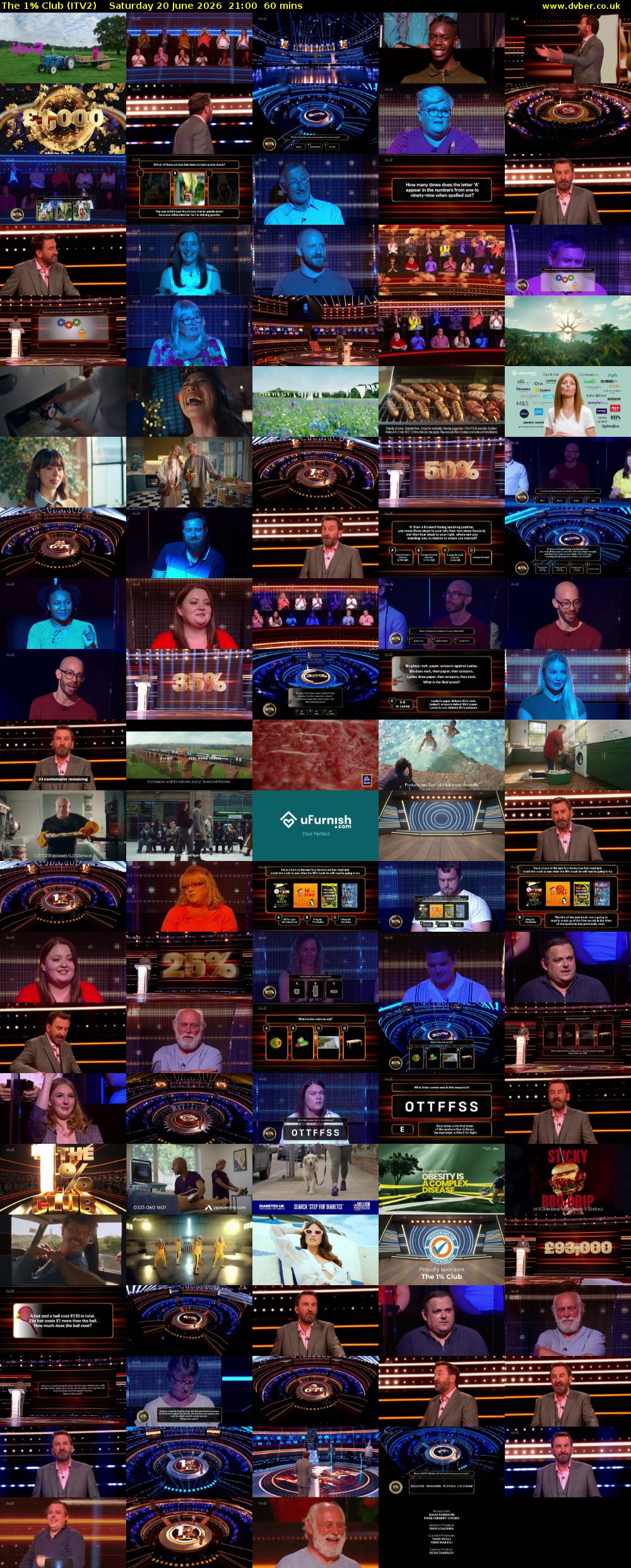 The 1% Club (ITV2) Saturday 20 June 2026 21:00 - 22:00