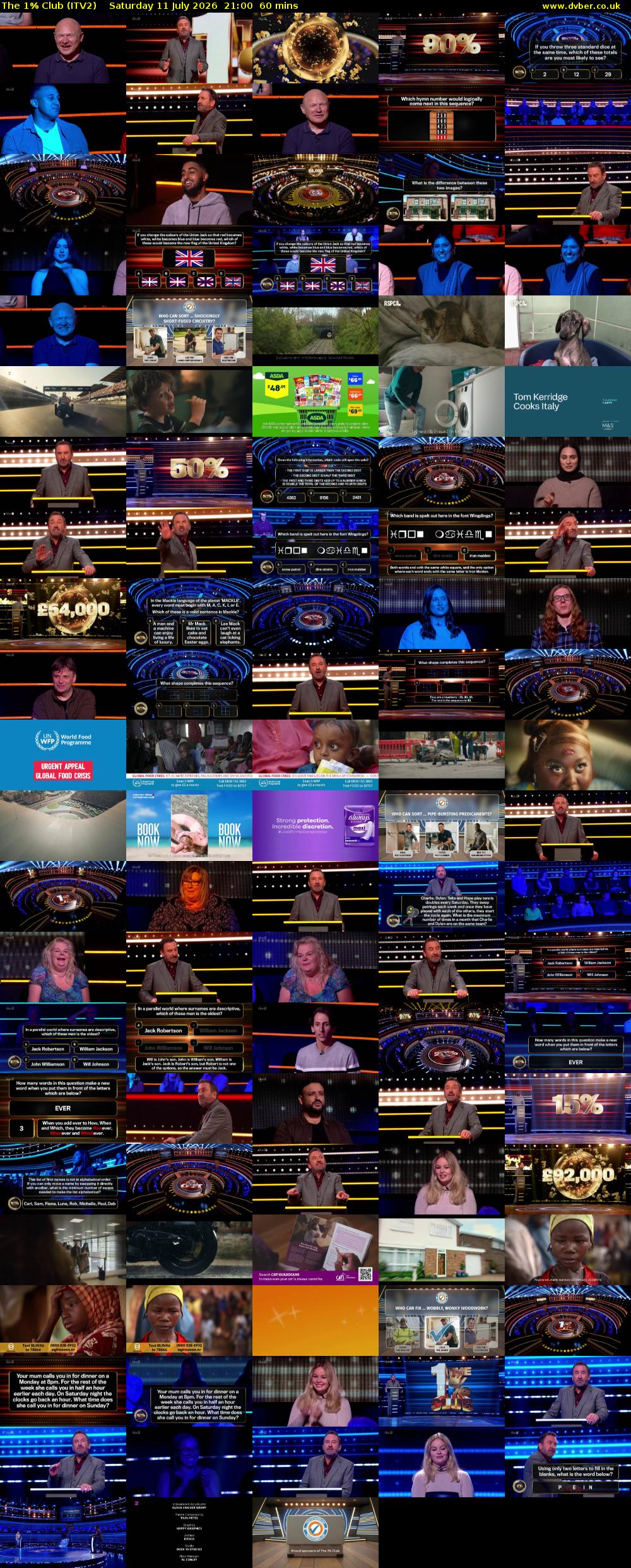 The 1% Club (ITV2) Saturday 11 July 2026 21:00 - 22:00