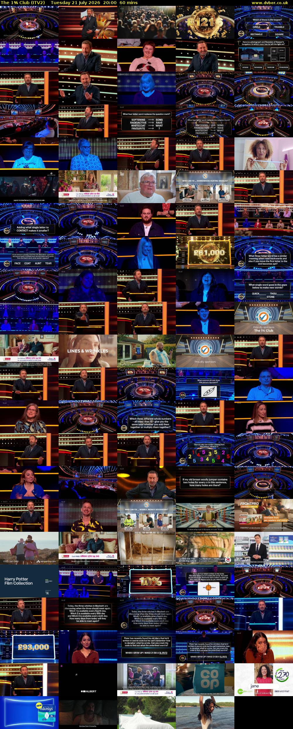 The 1% Club (ITV2) Tuesday 21 July 2026 20:00 - 21:00