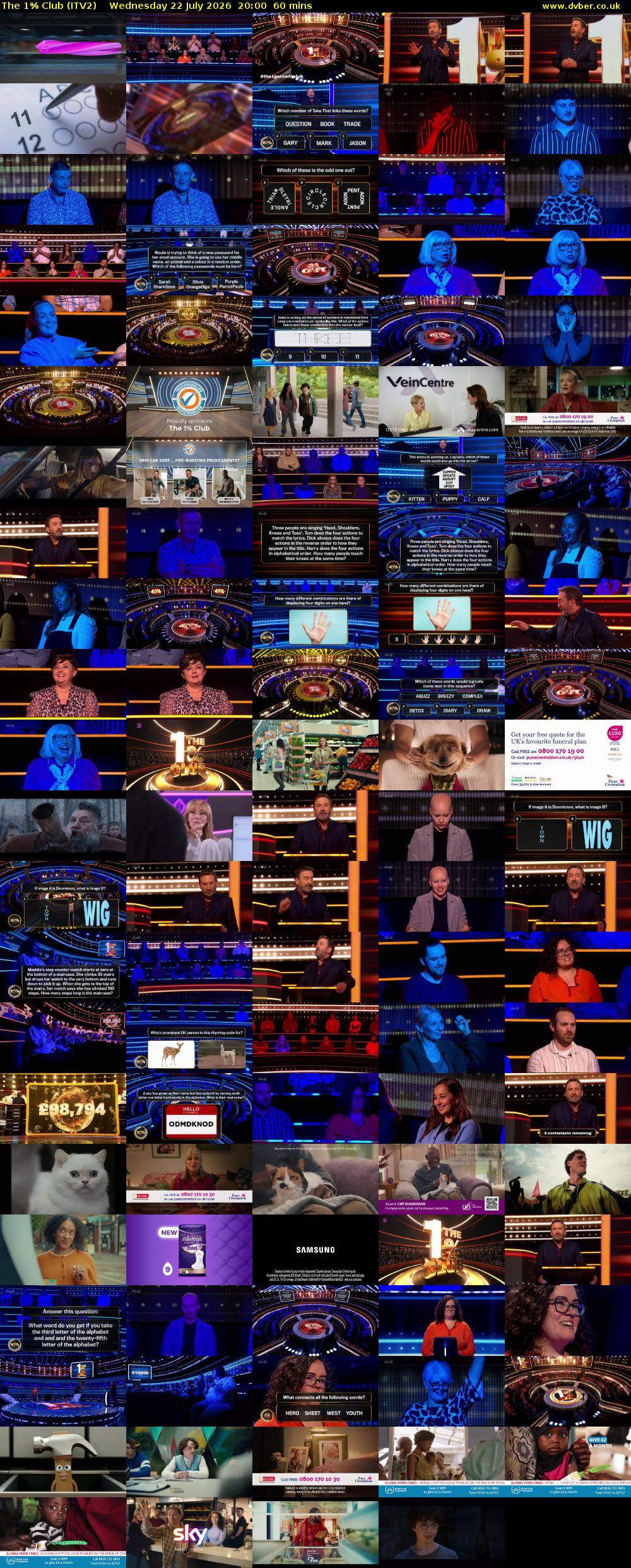 The 1% Club (ITV2) Wednesday 22 July 2026 20:00 - 21:00