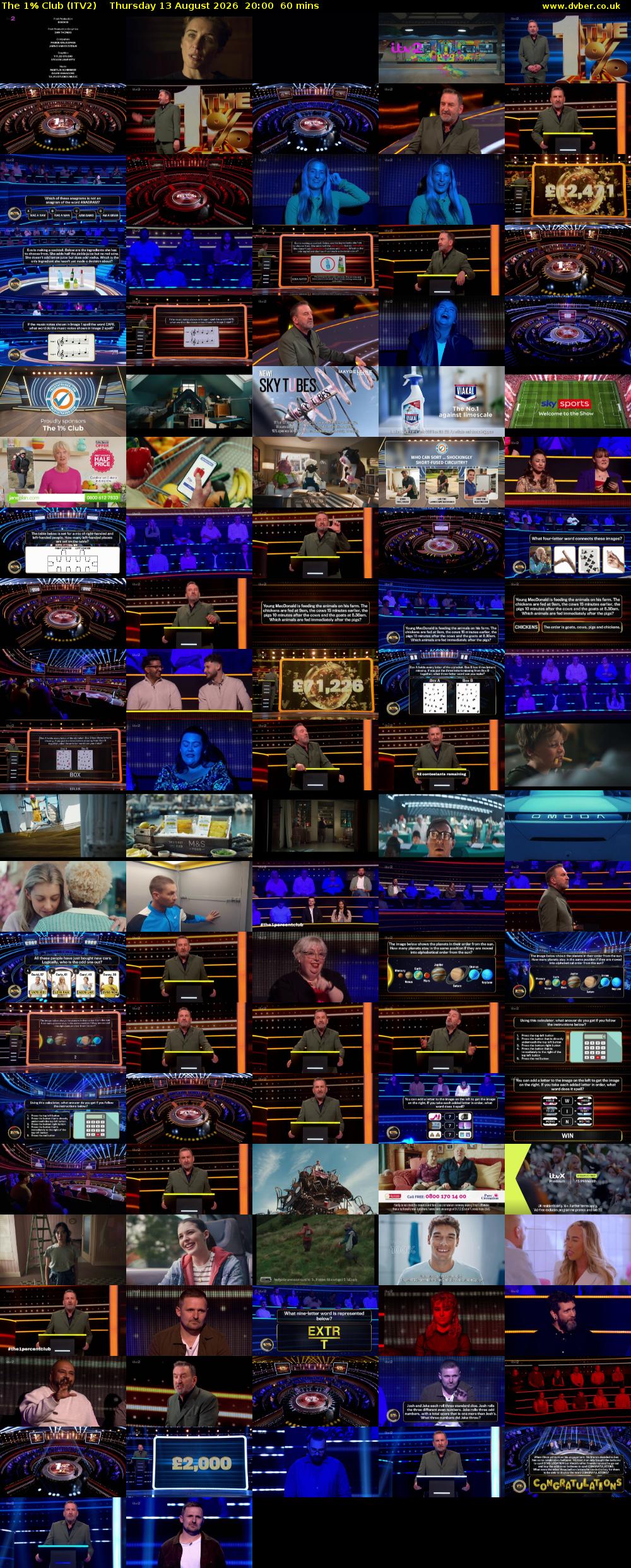 The 1% Club (ITV2) Thursday 13 August 2026 20:00 - 21:00