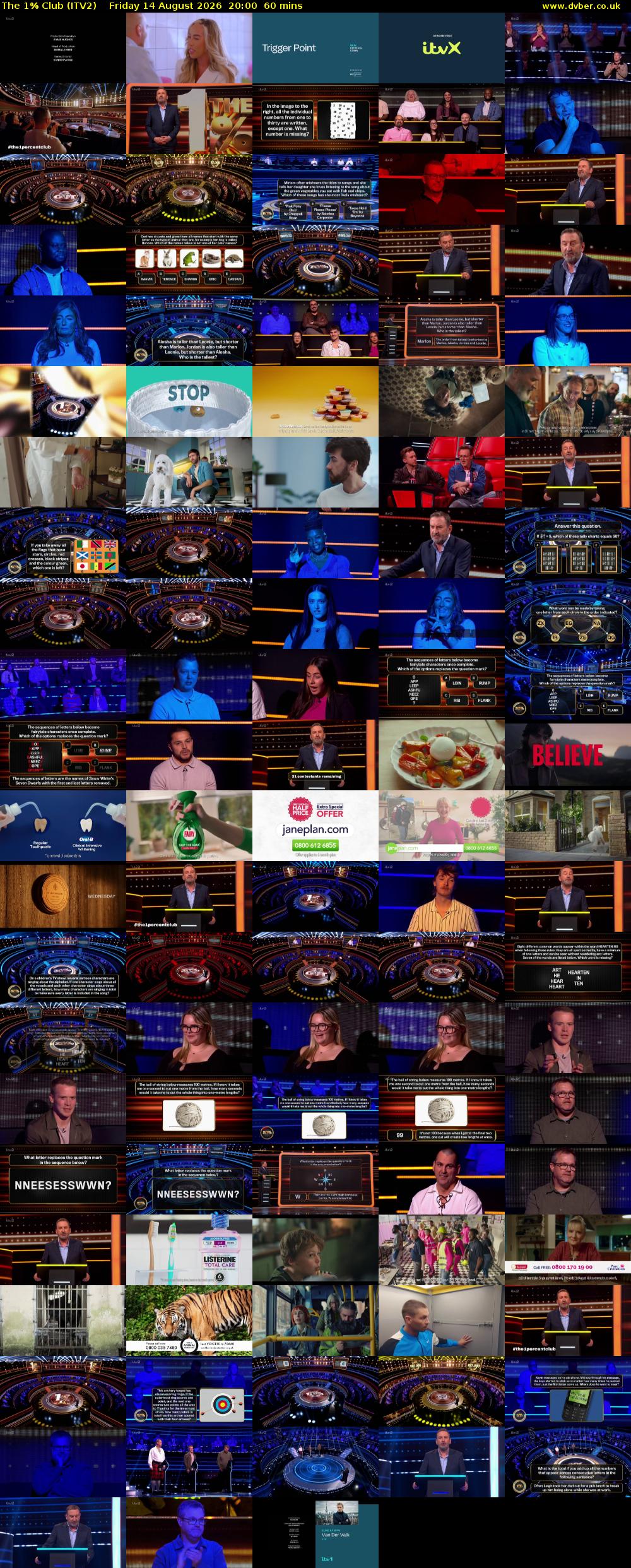 The 1% Club (ITV2) Friday 14 August 2026 20:00 - 21:00
