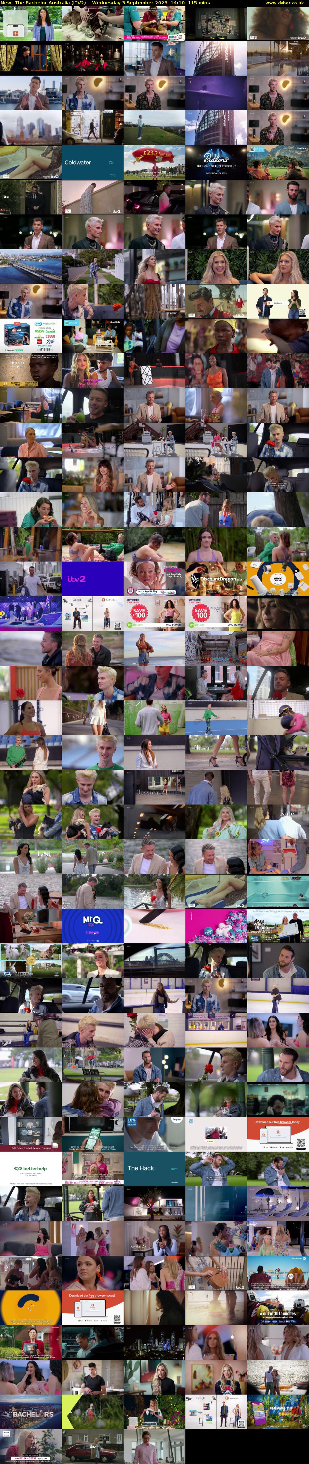 The Bachelor Australia (ITV2) Wednesday 3 September 2025 14:10 - 16:05
