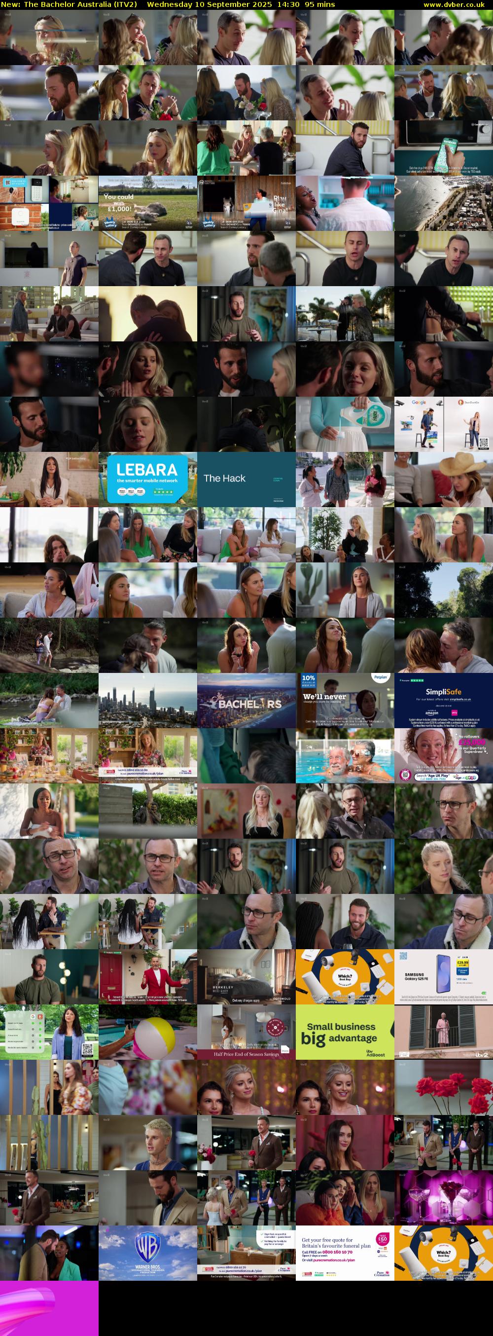 The Bachelor Australia (ITV2) Wednesday 10 September 2025 14:30 - 16:05