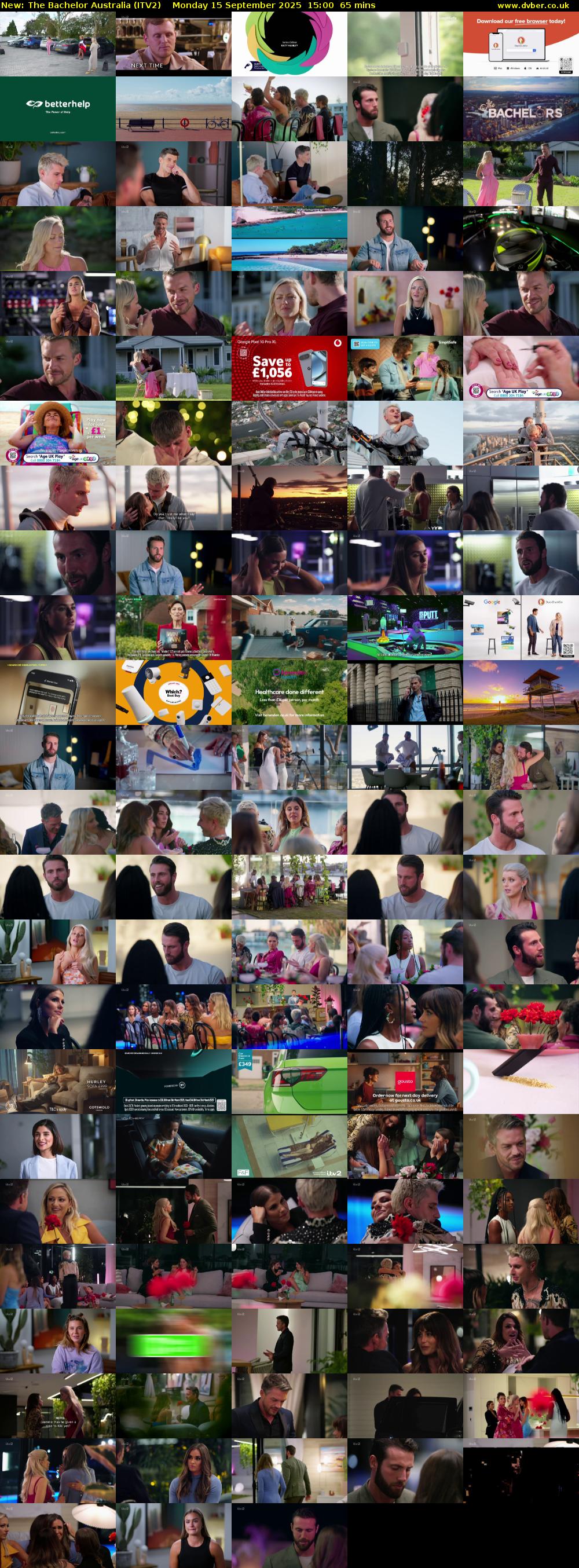 The Bachelor Australia (ITV2) Monday 15 September 2025 15:00 - 16:05