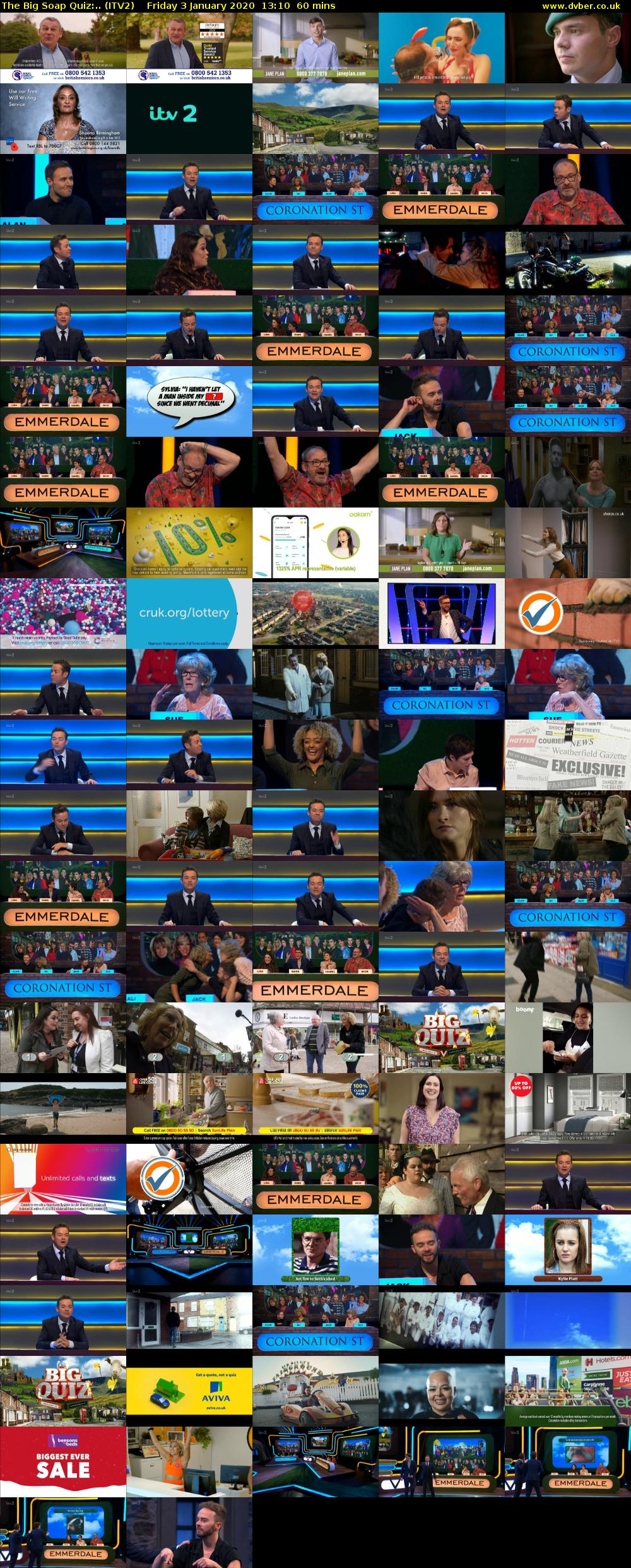 The Big Soap Quiz:.. (ITV2) Friday 3 January 2020 13:10 - 14:10