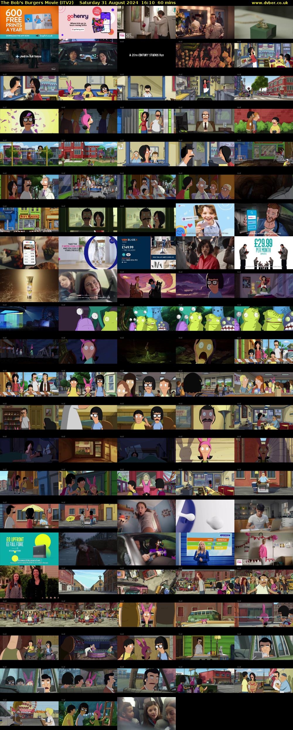 The Bob's Burgers Movie (ITV2) Saturday 31 August 2024 16:10 - 17:10