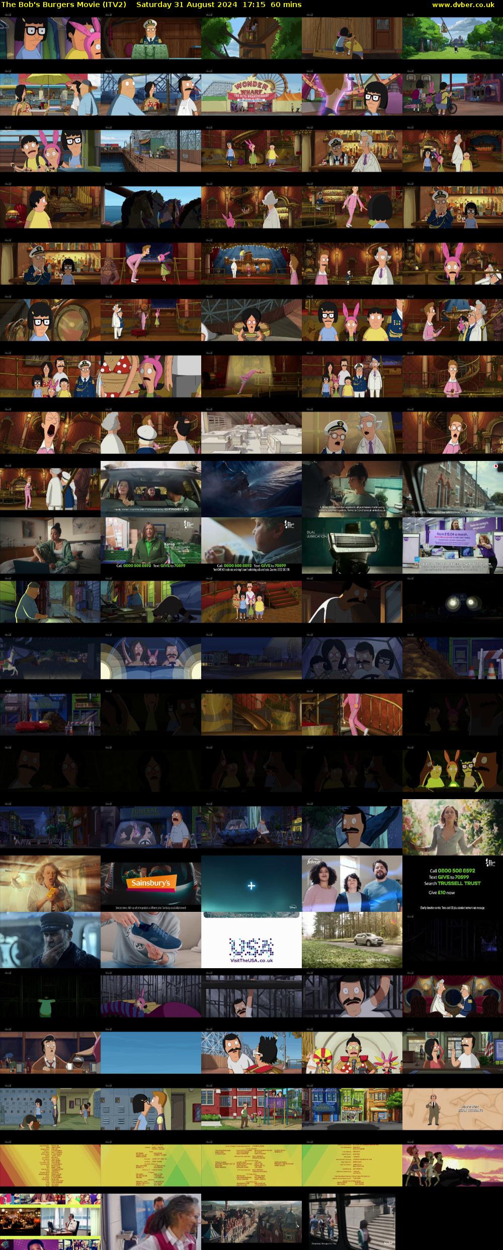 The Bob's Burgers Movie (ITV2) Saturday 31 August 2024 17:15 - 18:15