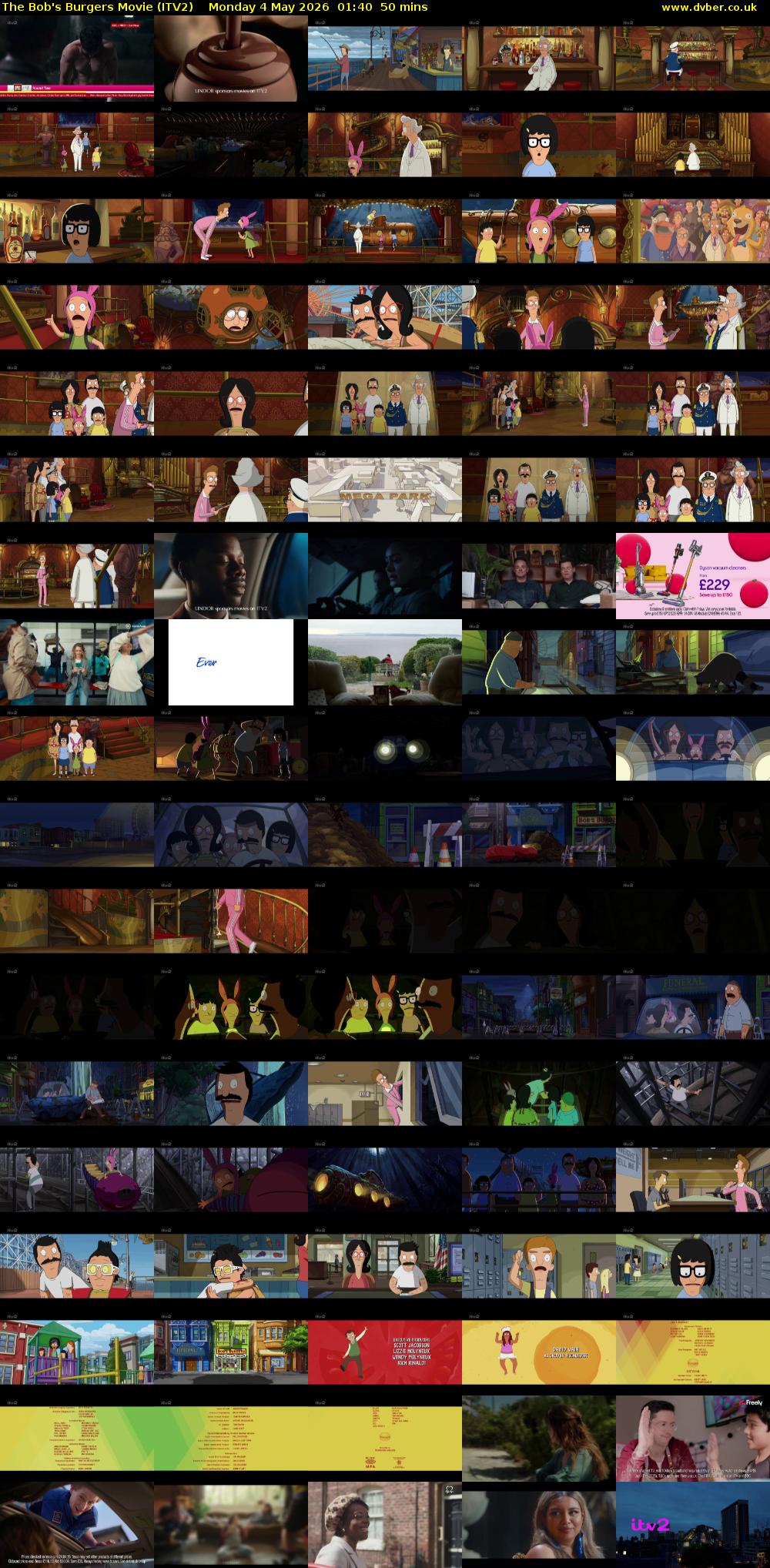 The Bob's Burgers Movie (ITV2) Monday 4 May 2026 01:40 - 02:30