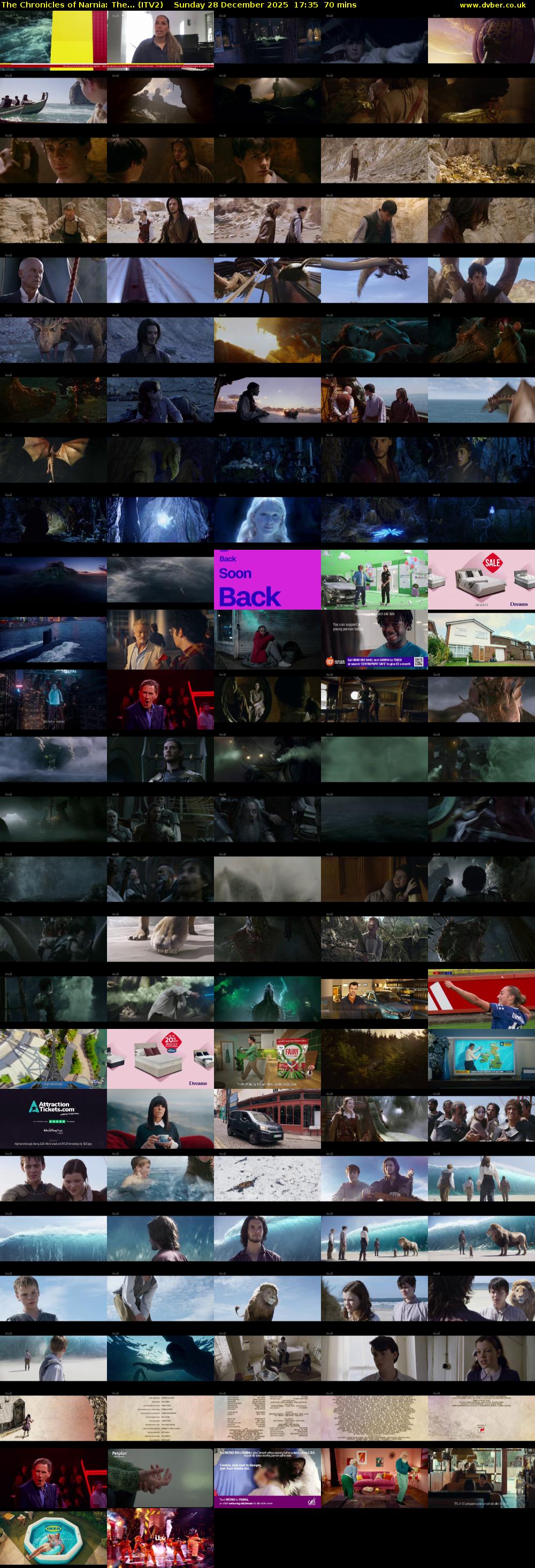 The Chronicles of Narnia: The... (ITV2) Sunday 28 December 2025 17:35 - 18:45