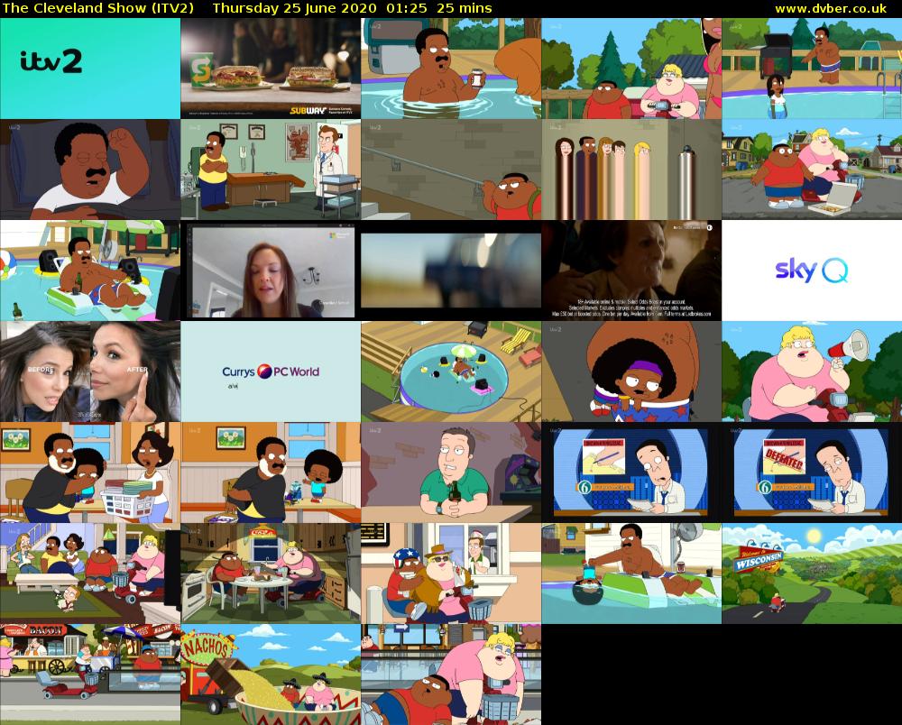 The Cleveland Show (ITV2) Thursday 25 June 2020 01:25 - 01:50