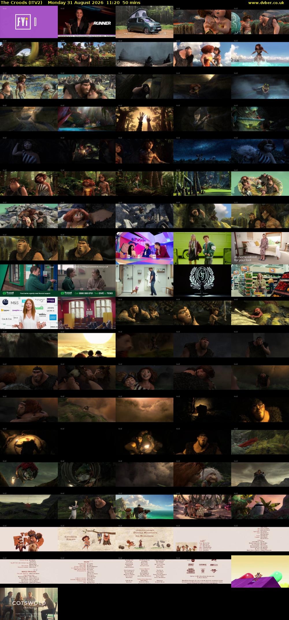 The Croods (ITV2) Monday 31 August 2026 11:20 - 12:10