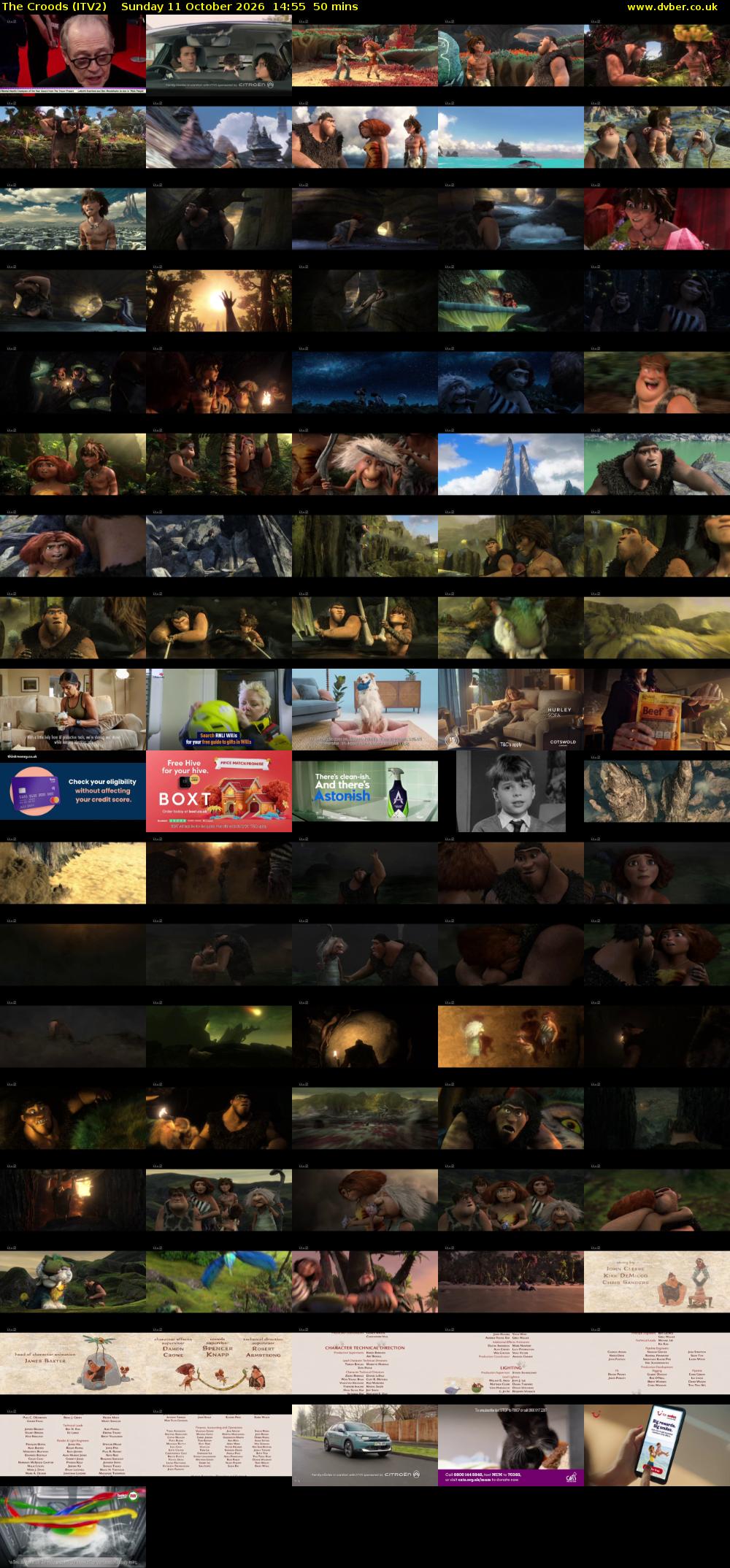 The Croods (ITV2) Sunday 11 October 2026 14:55 - 15:45
