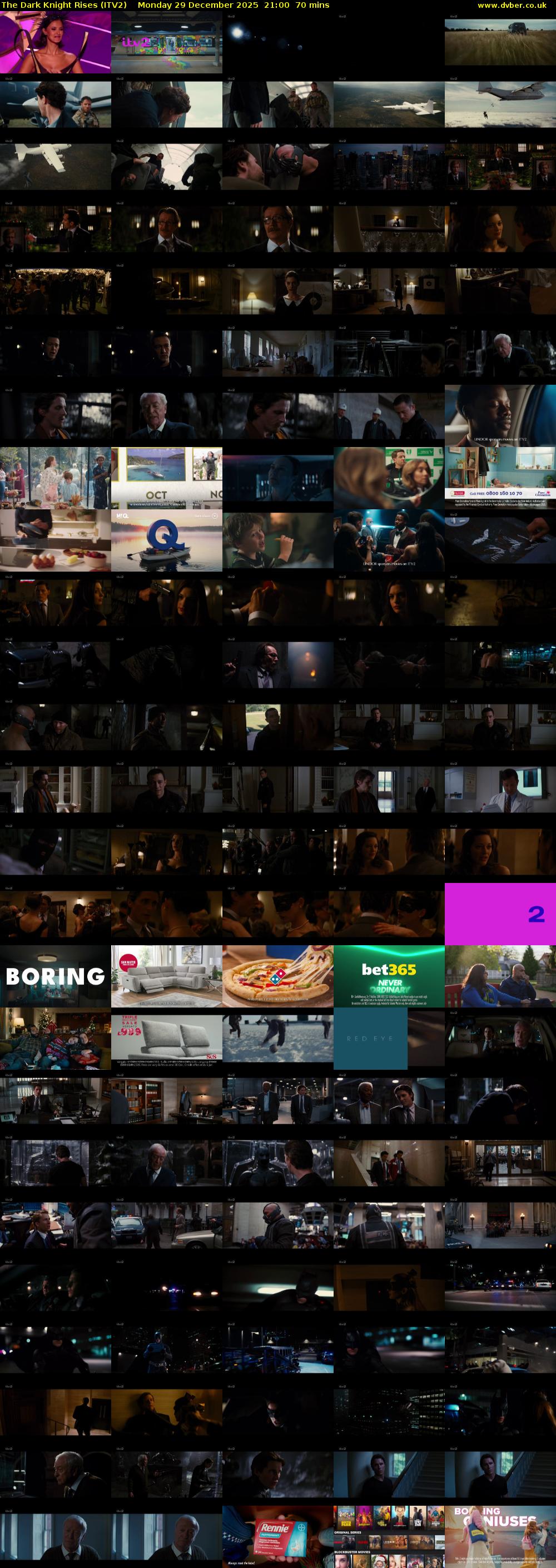 The Dark Knight Rises (ITV2) Monday 29 December 2025 21:00 - 22:10