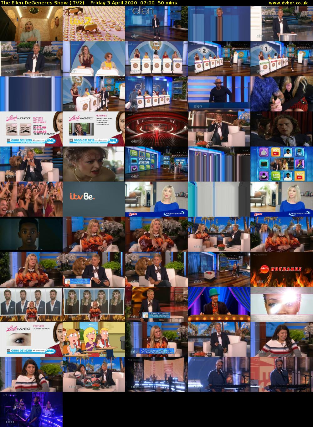 The Ellen DeGeneres Show (ITV2) Friday 3 April 2020 07:00 - 07:50