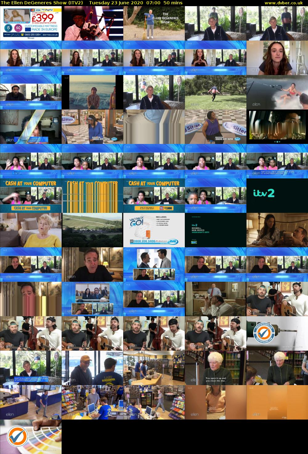 The Ellen DeGeneres Show (ITV2) Tuesday 23 June 2020 07:00 - 07:50