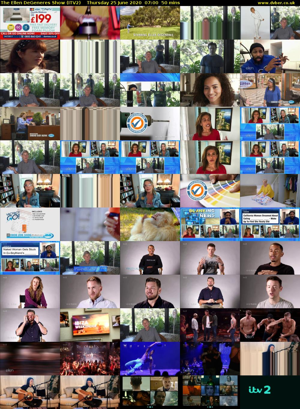 The Ellen DeGeneres Show (ITV2) Thursday 25 June 2020 07:00 - 07:50