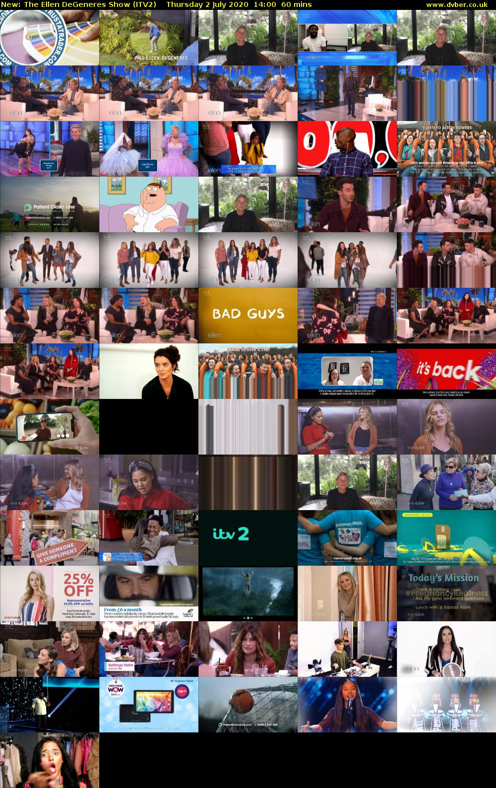 The Ellen DeGeneres Show (ITV2) Thursday 2 July 2020 14:00 - 15:00