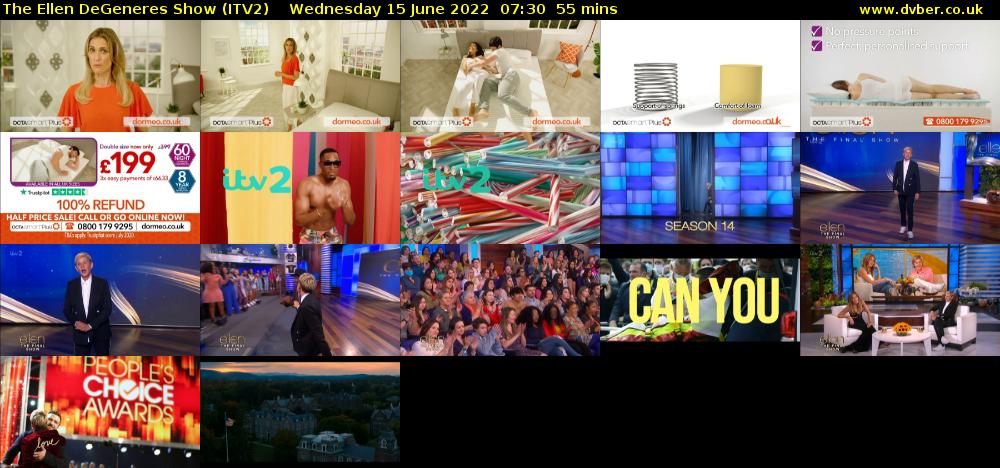 The Ellen DeGeneres Show (ITV2) Wednesday 15 June 2022 07:30 - 08:25