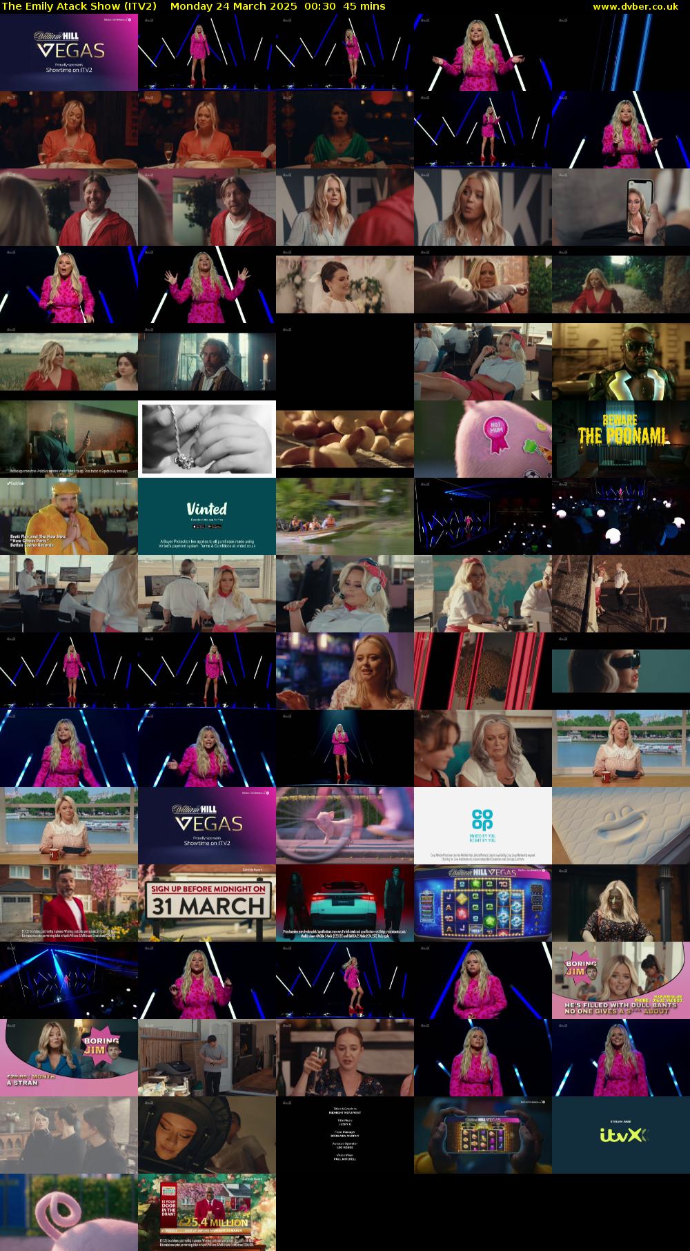 The Emily Atack Show (ITV2) Monday 24 March 2025 00:30 - 01:15