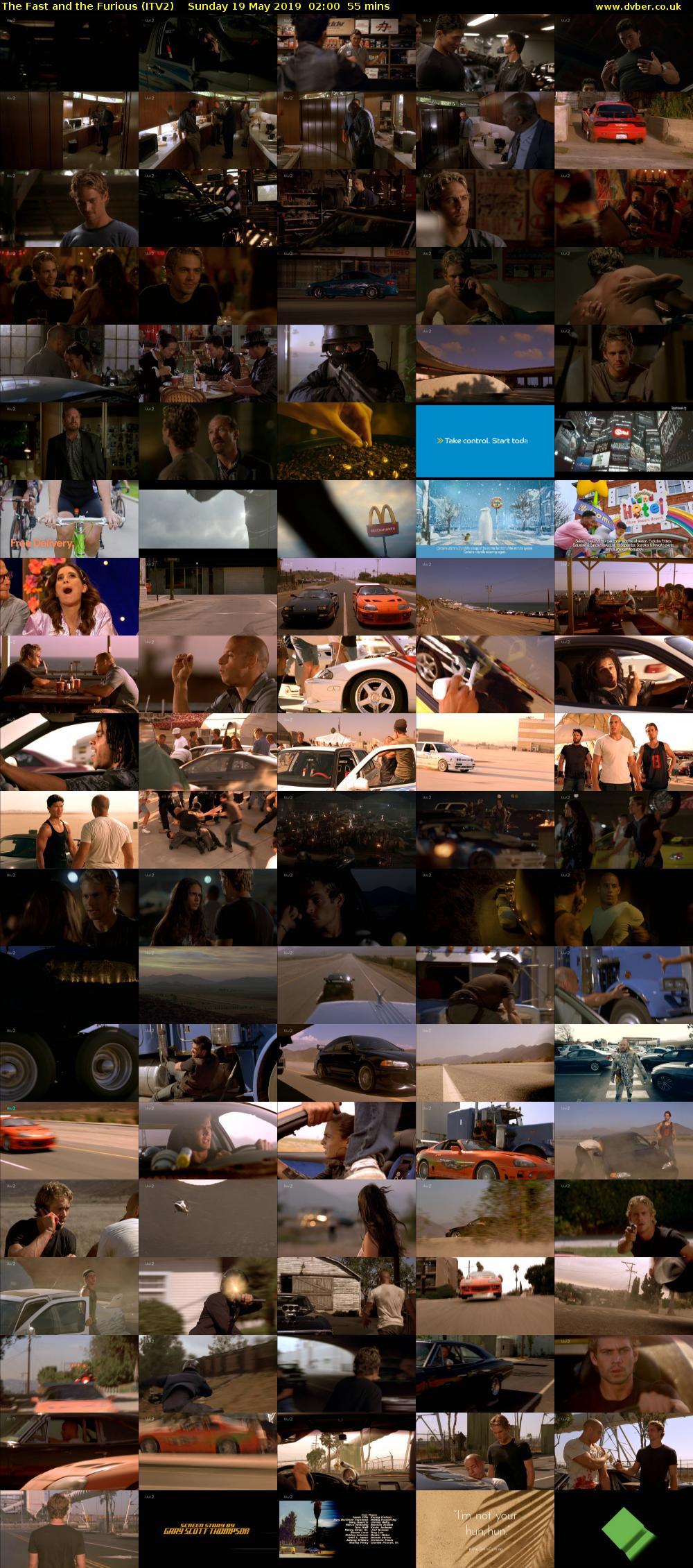 The Fast and the Furious (ITV2) Sunday 19 May 2019 02:00 - 02:55