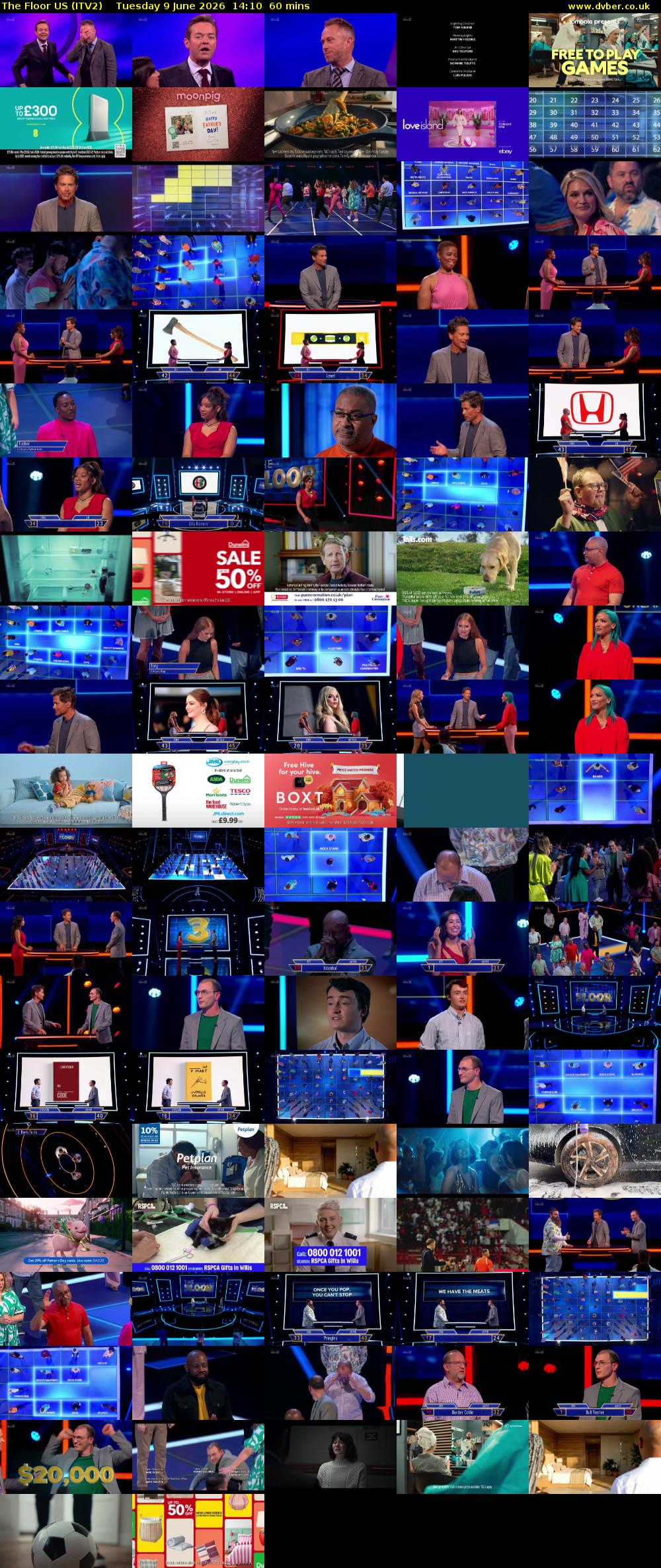The Floor US (ITV2) Tuesday 9 June 2026 14:10 - 15:10