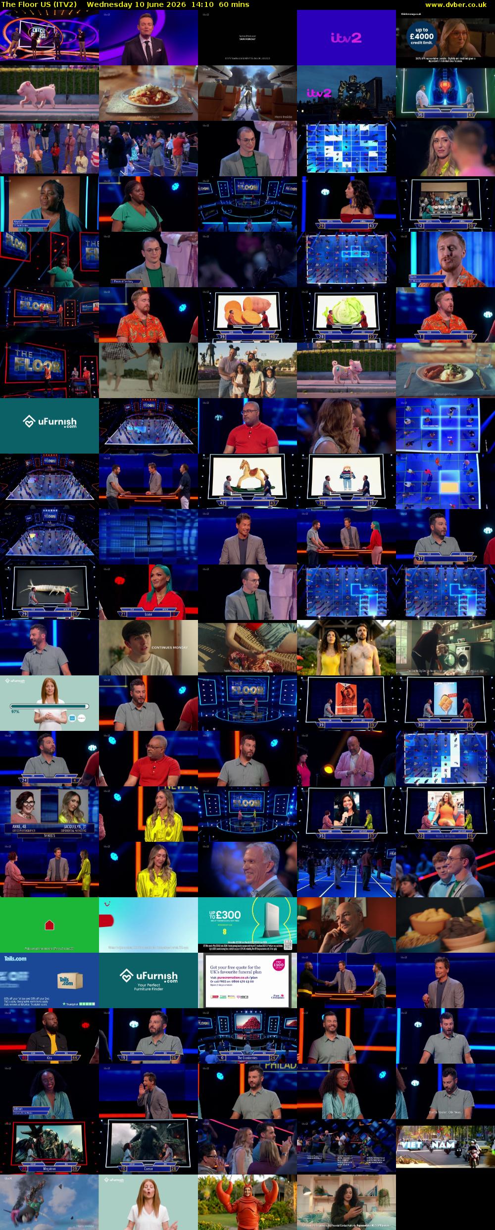 The Floor US (ITV2) Wednesday 10 June 2026 14:10 - 15:10