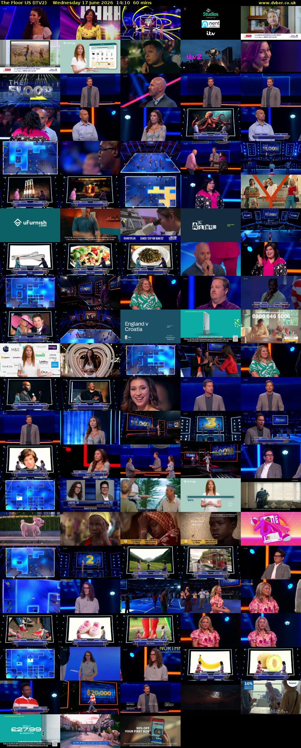 The Floor US (ITV2) Wednesday 17 June 2026 14:10 - 15:10