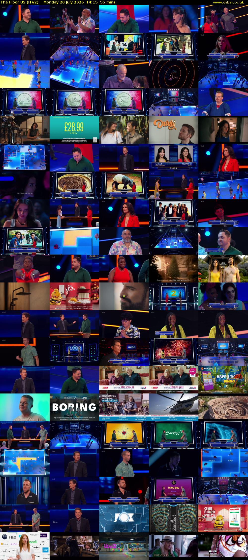 The Floor US (ITV2) Monday 20 July 2026 14:15 - 15:10