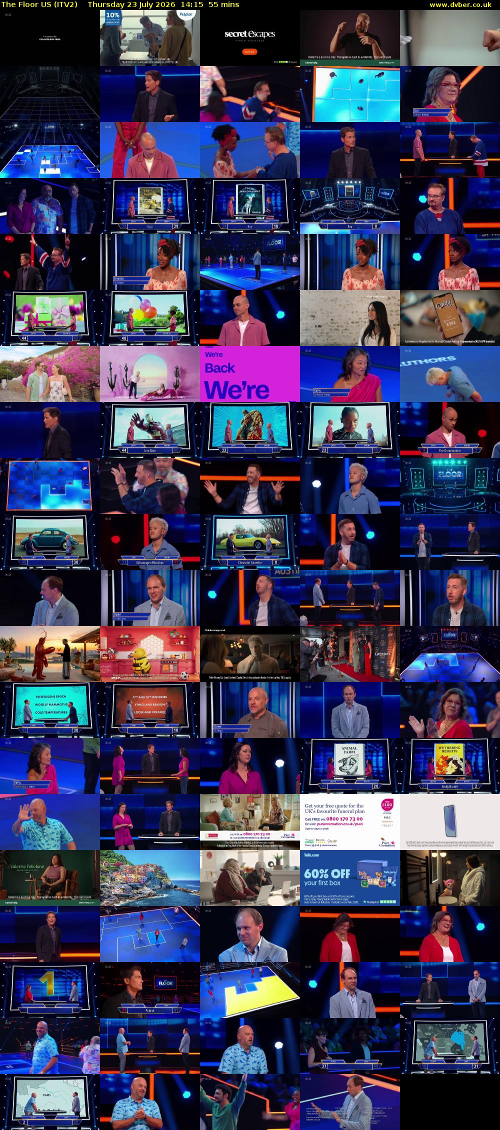 The Floor US (ITV2) Thursday 23 July 2026 14:15 - 15:10