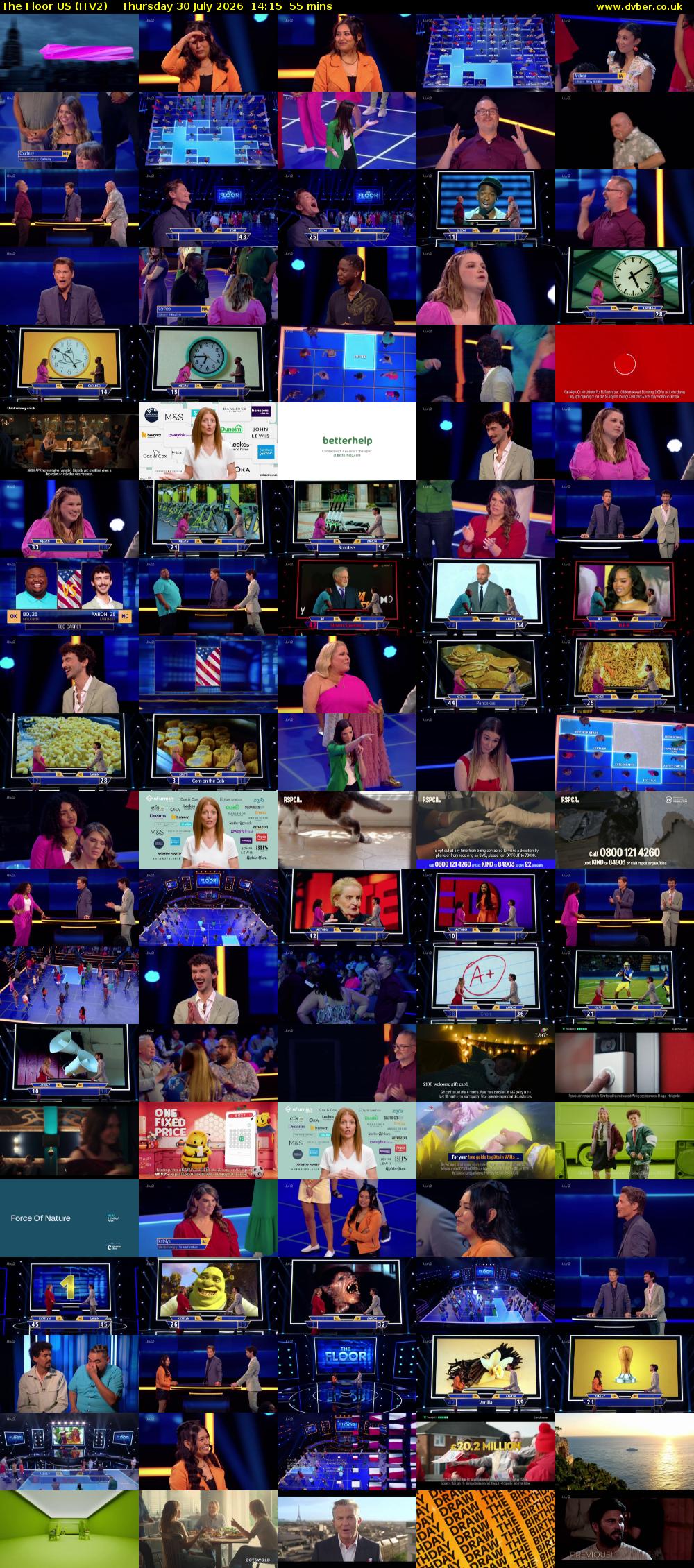 The Floor US (ITV2) Thursday 30 July 2026 14:15 - 15:10